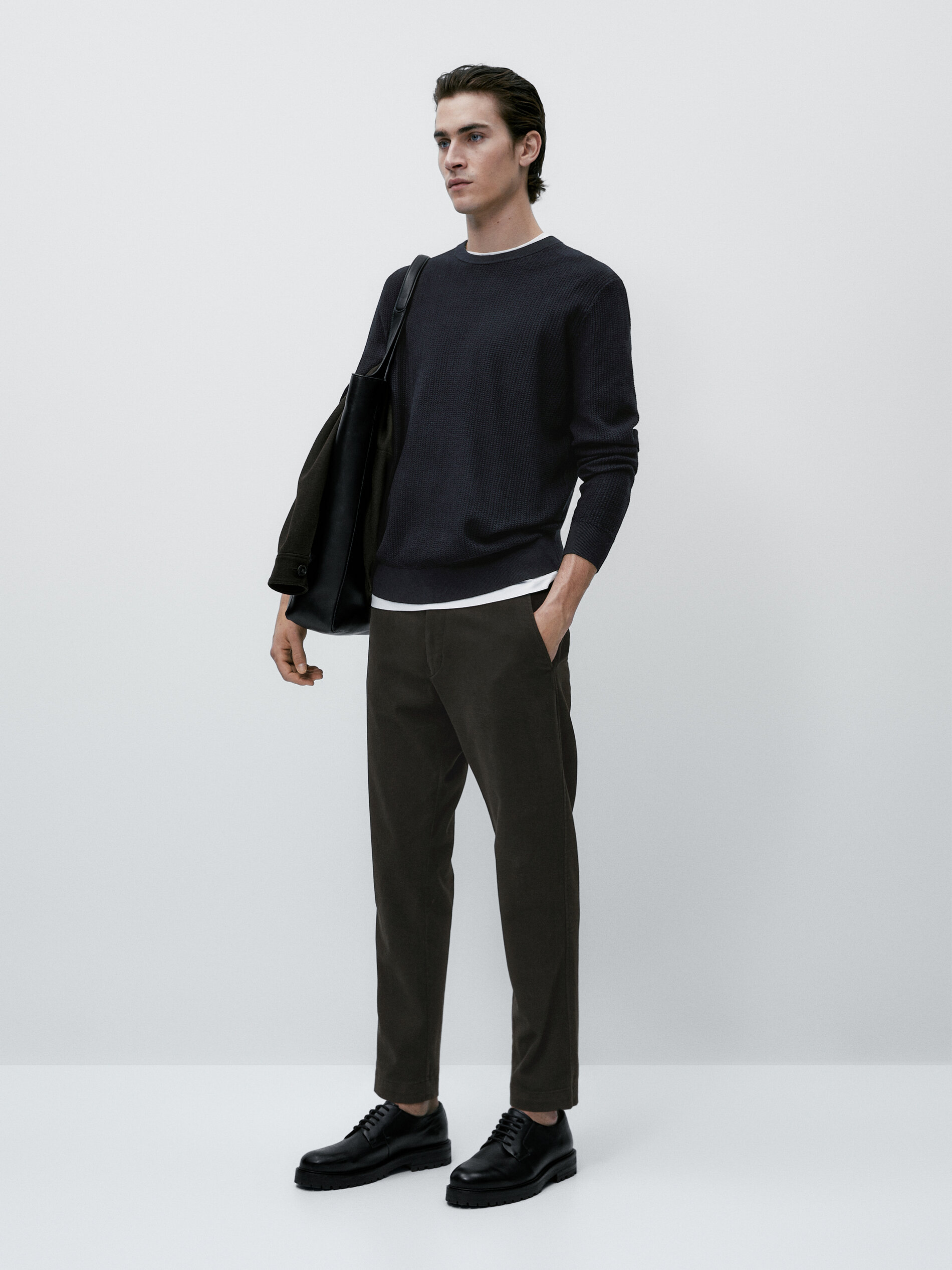 Jersey de punto estructura cuello redondo - AZUL MARINO