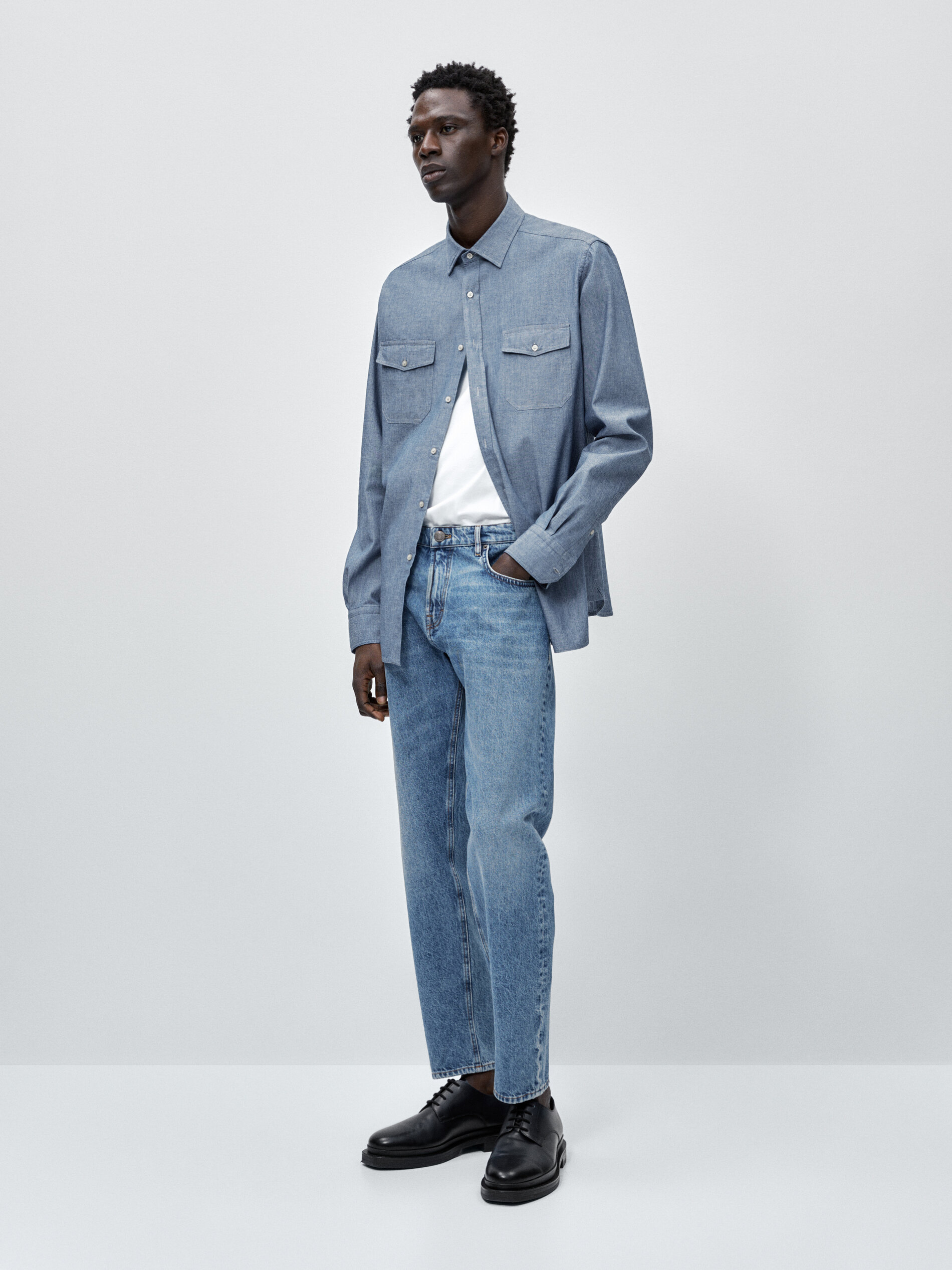 Pantalón vaquero bleach tapered fit - INDIGO