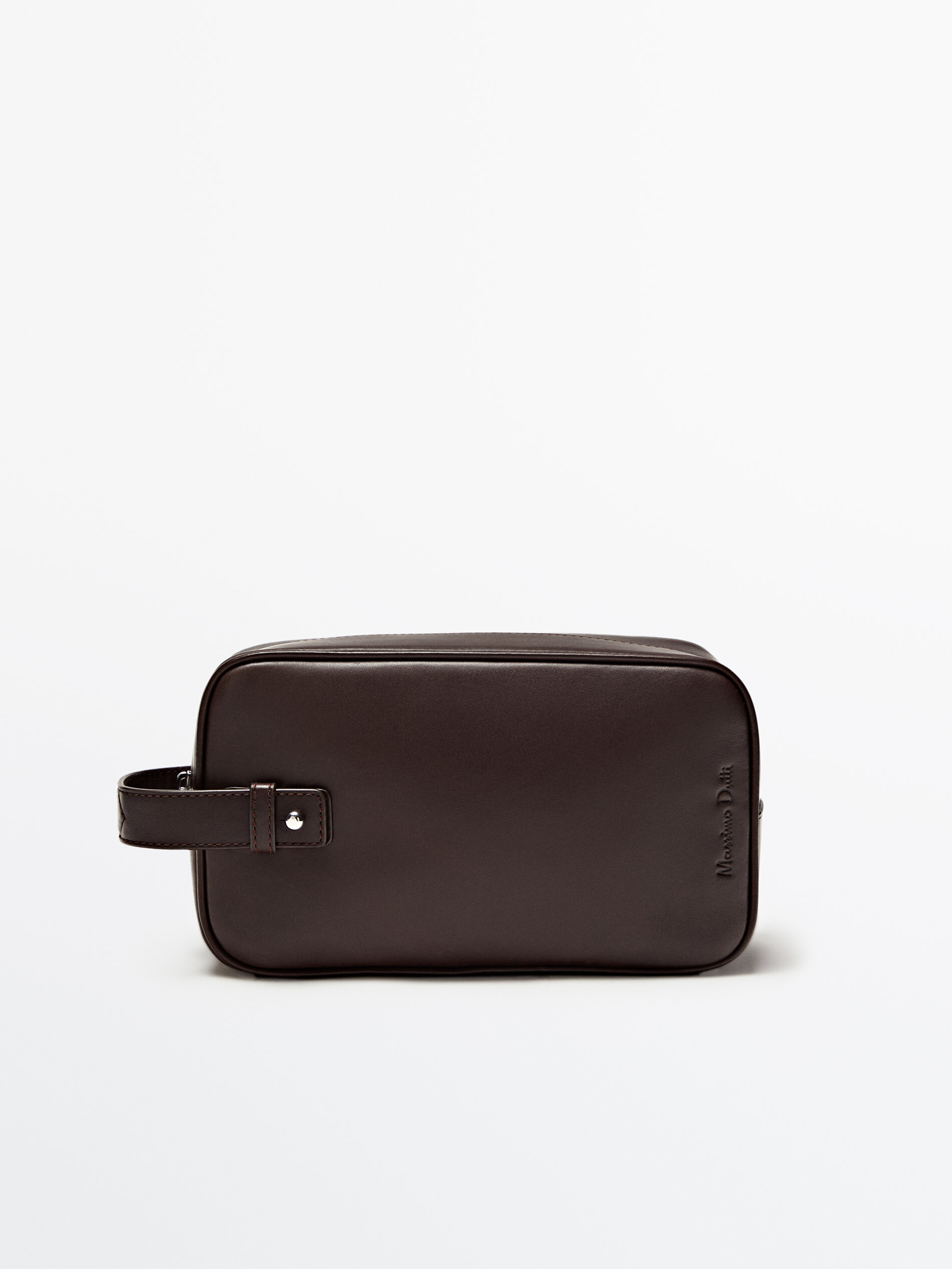 Neceser piel cremallera - MARRÓN