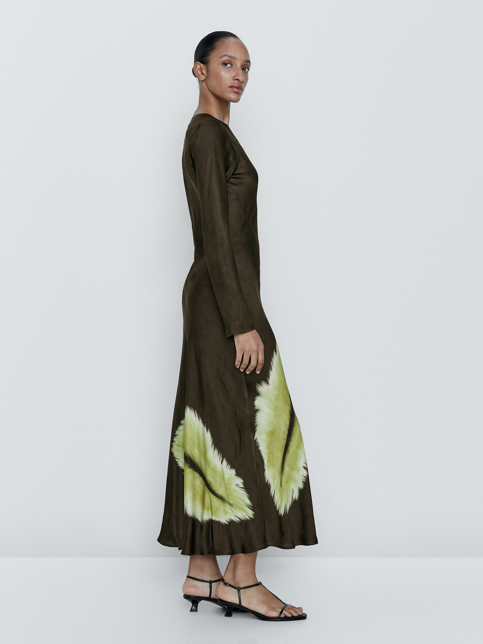 Vestido fluido estampado - VERDE