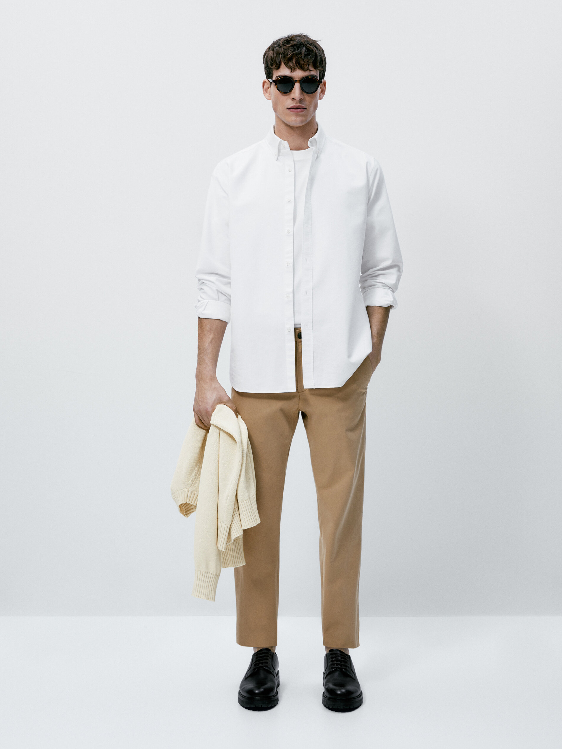 Camisa oxford algodón slim fit - BLANCO