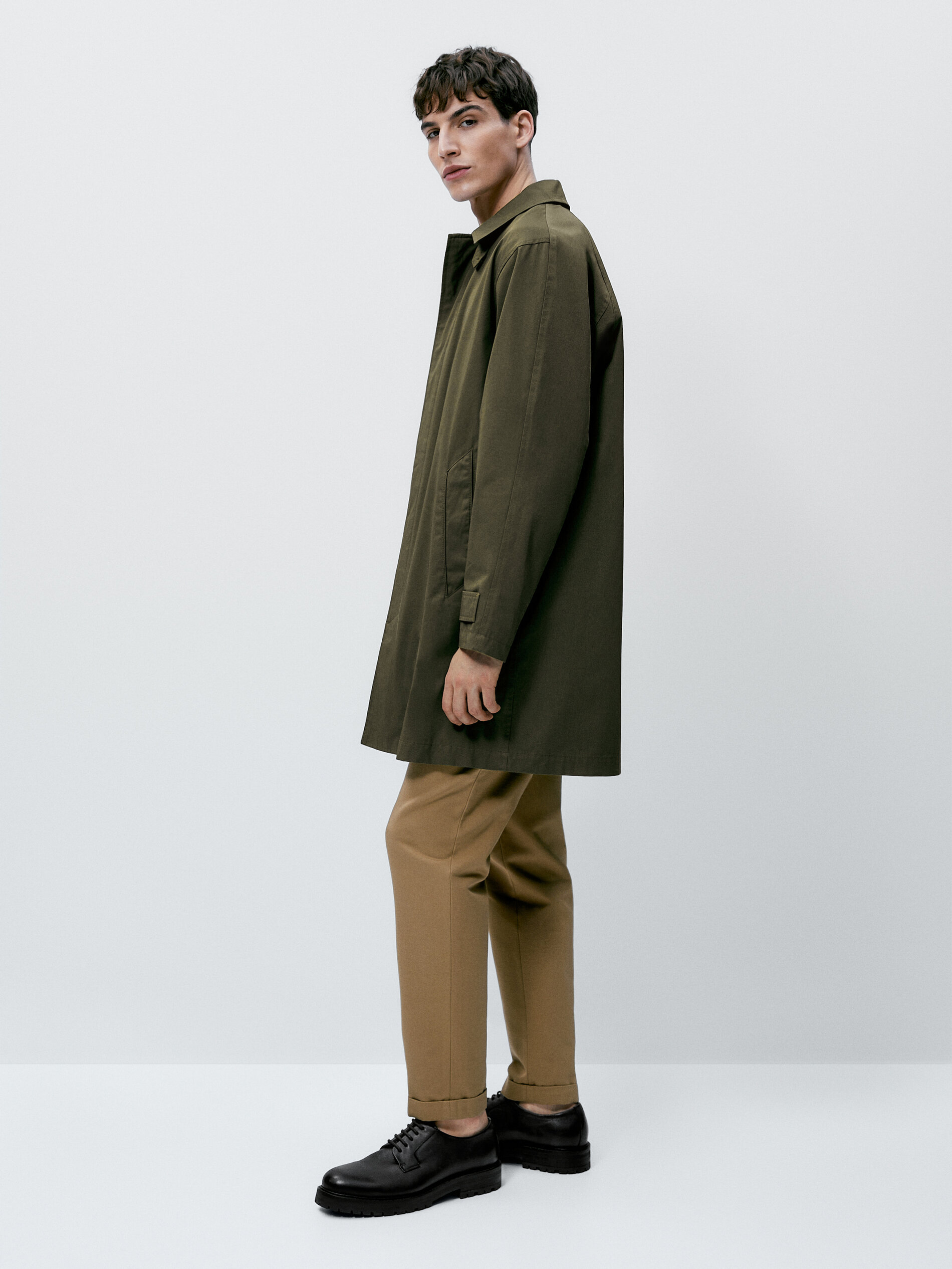 Chaqueta trench algodón - KAKI