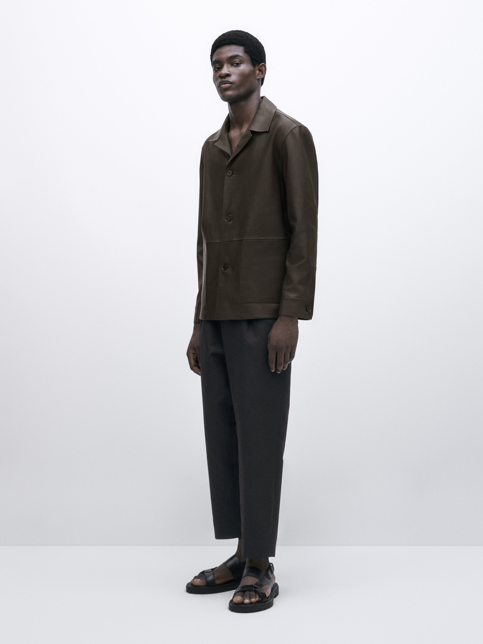 Sobrecamisa piel napa -Studio - TOSTADO OSCURO