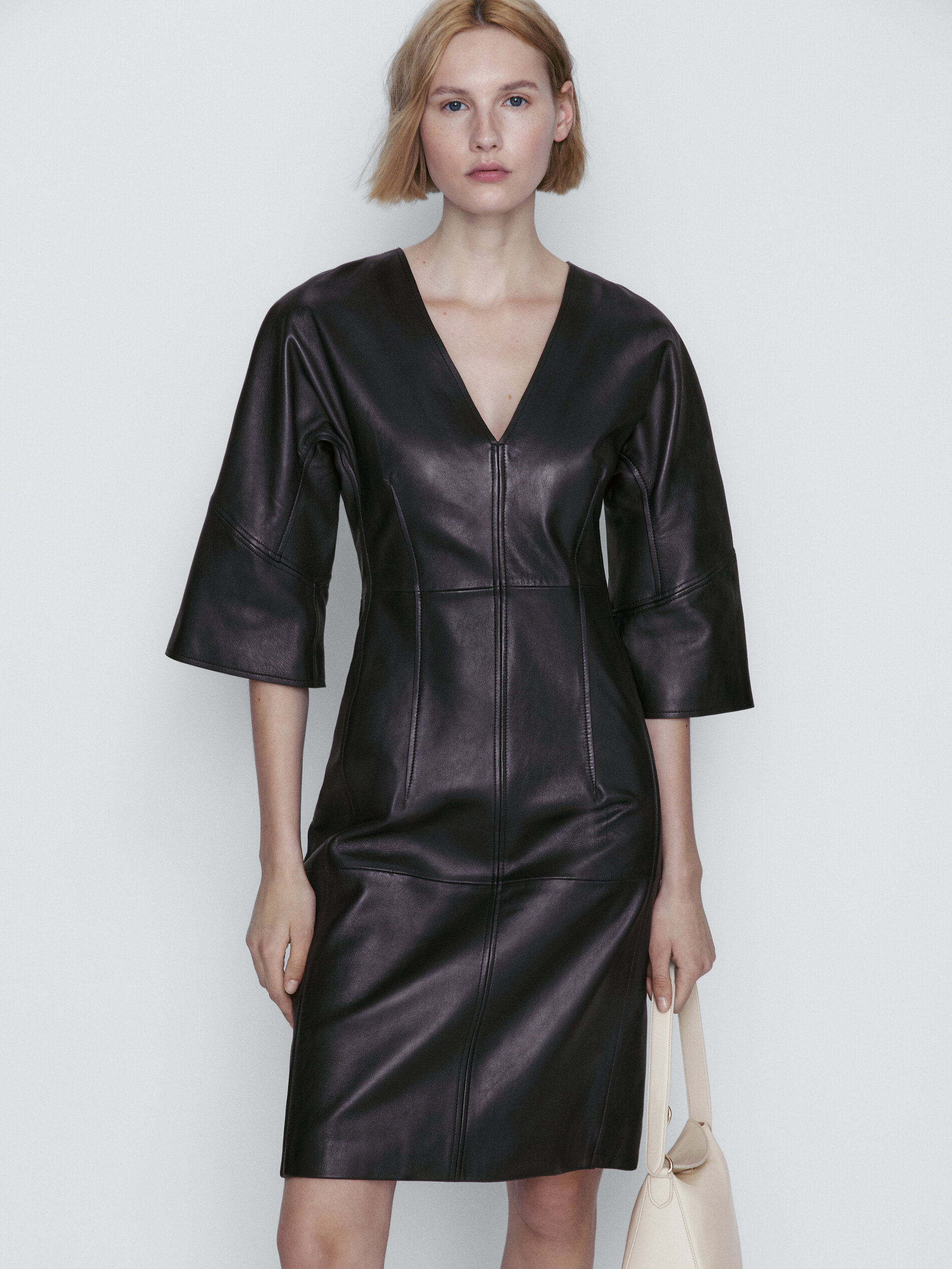 Vestido piel napa azul marino - AZUL MARINO