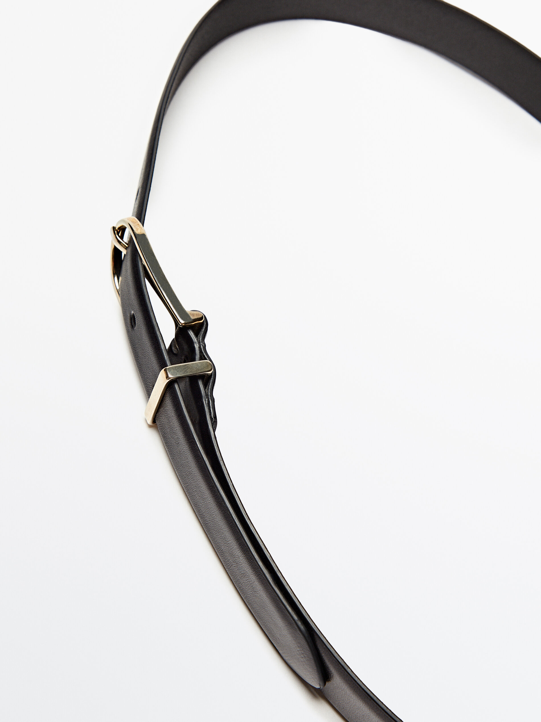 Cinturón piel pasador fino - NEGRO