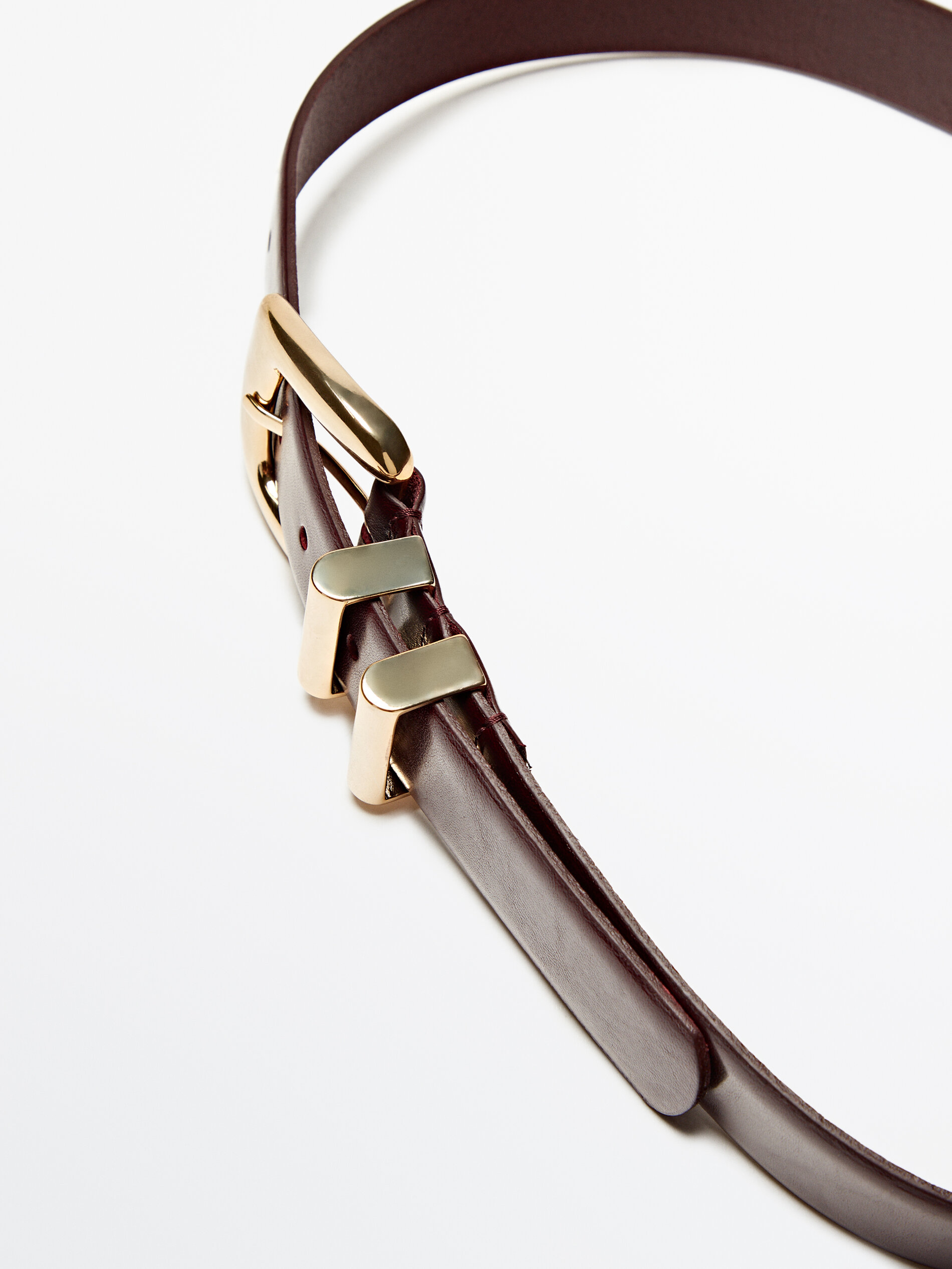 Cinturón piel doble pasador - BURDEOS