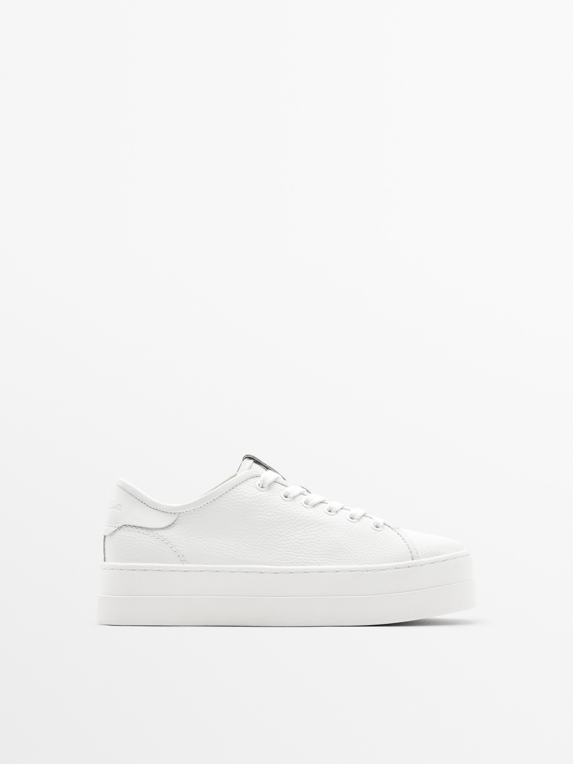 Deportiva piel plataforma - BLANCO