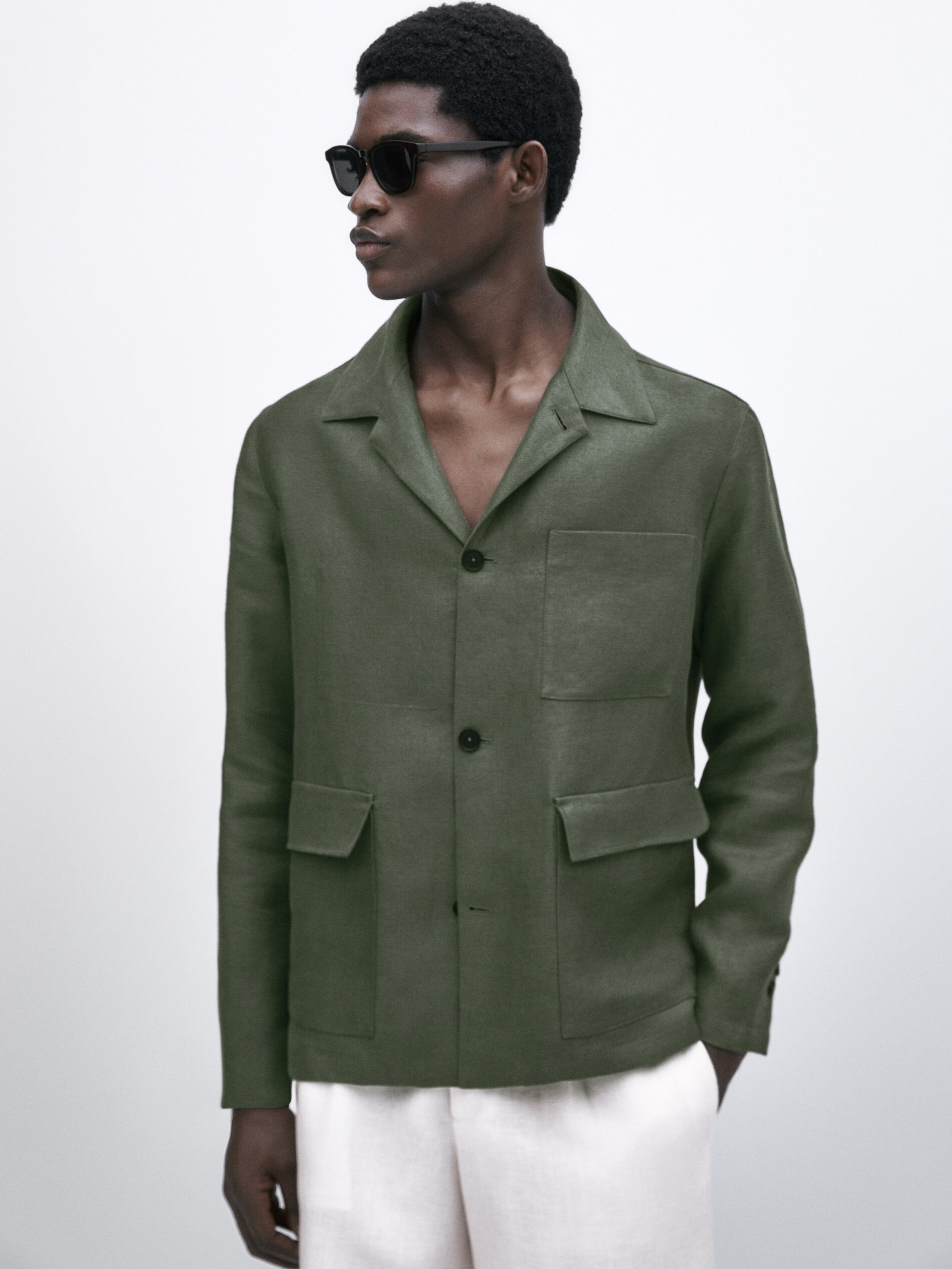 Sobrecamisa 100% lino bolsillos -Studio - 0-560