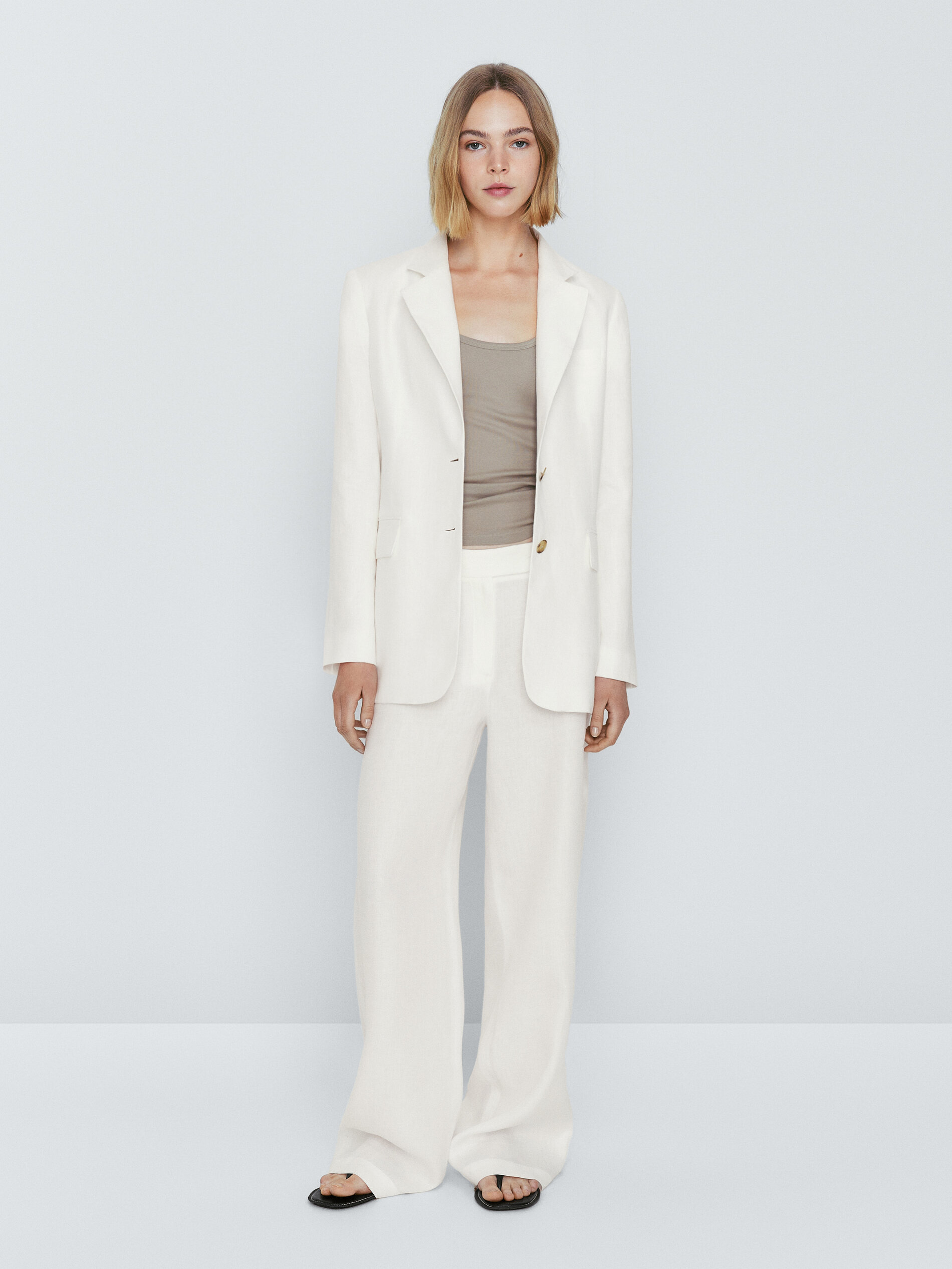 Americana traje 100% lino dos botones - BLANCO