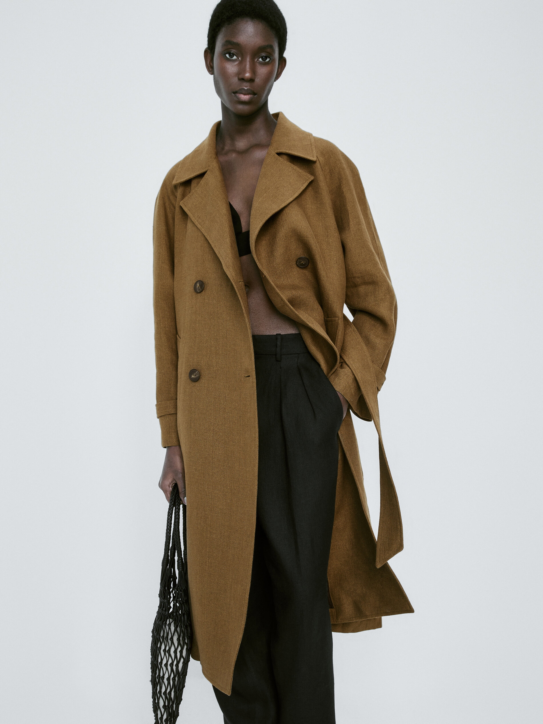 Gabardina 100% lino rústico - KAKI