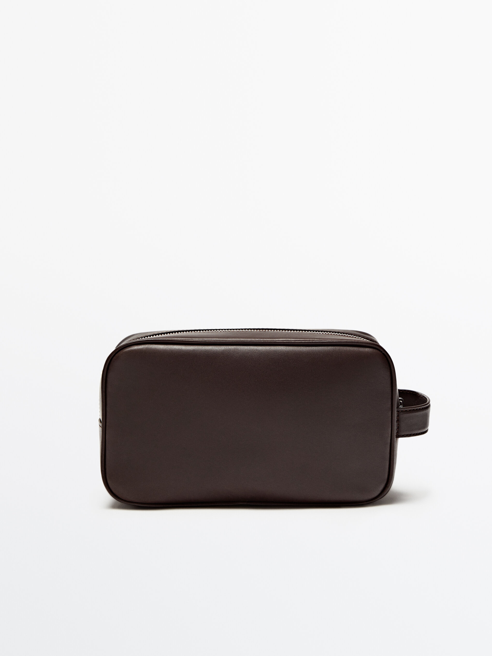 Neceser piel cremallera - MARRÓN