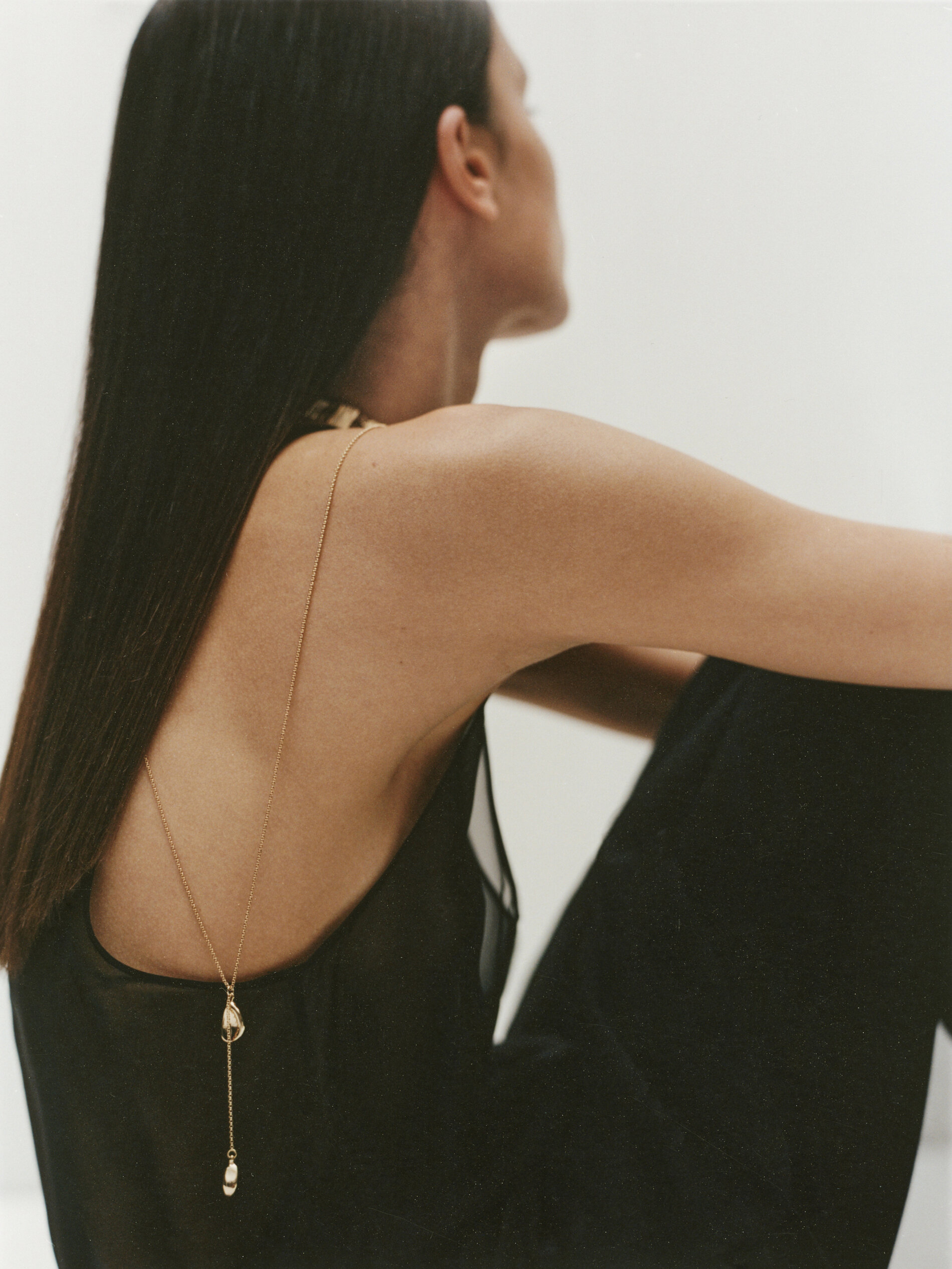 Collar largo piezas ovaladas - DORADO