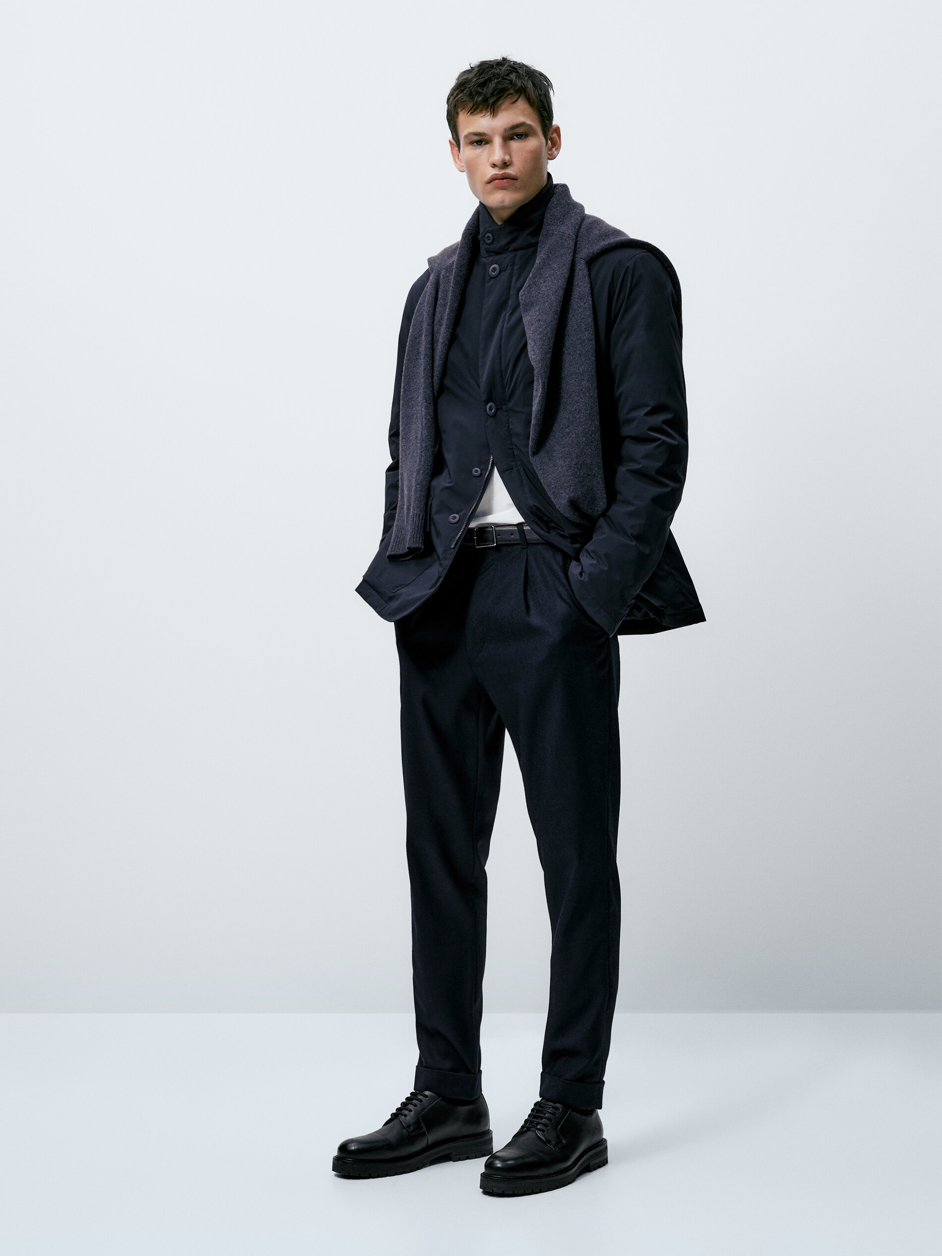 Chaqueta blazer relleno plumón y pluma - AZUL MARINO