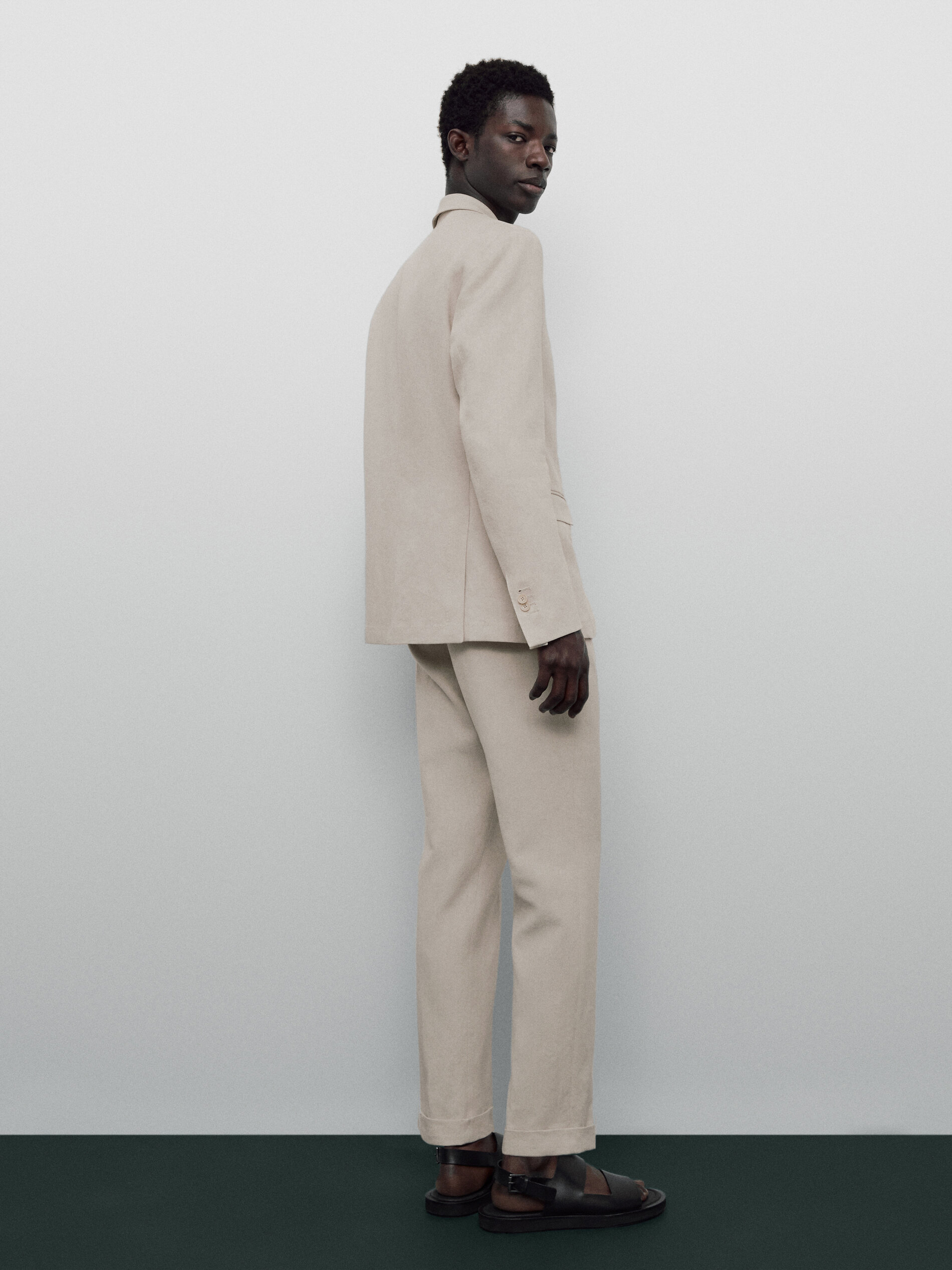 Pantalón traje lino pinzas Limited edition - HIELO