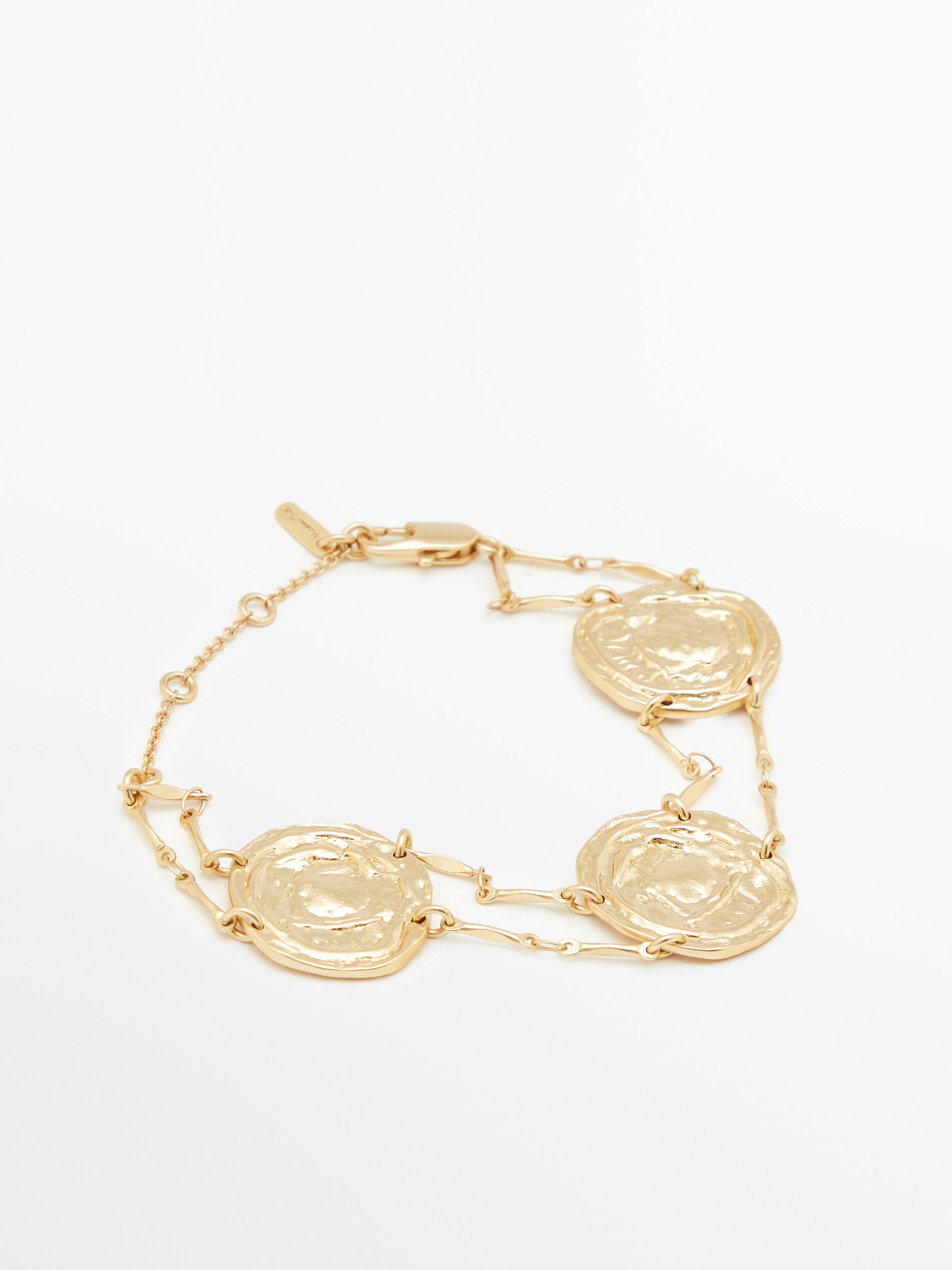 Pulsera monedas baño oro - DORADO