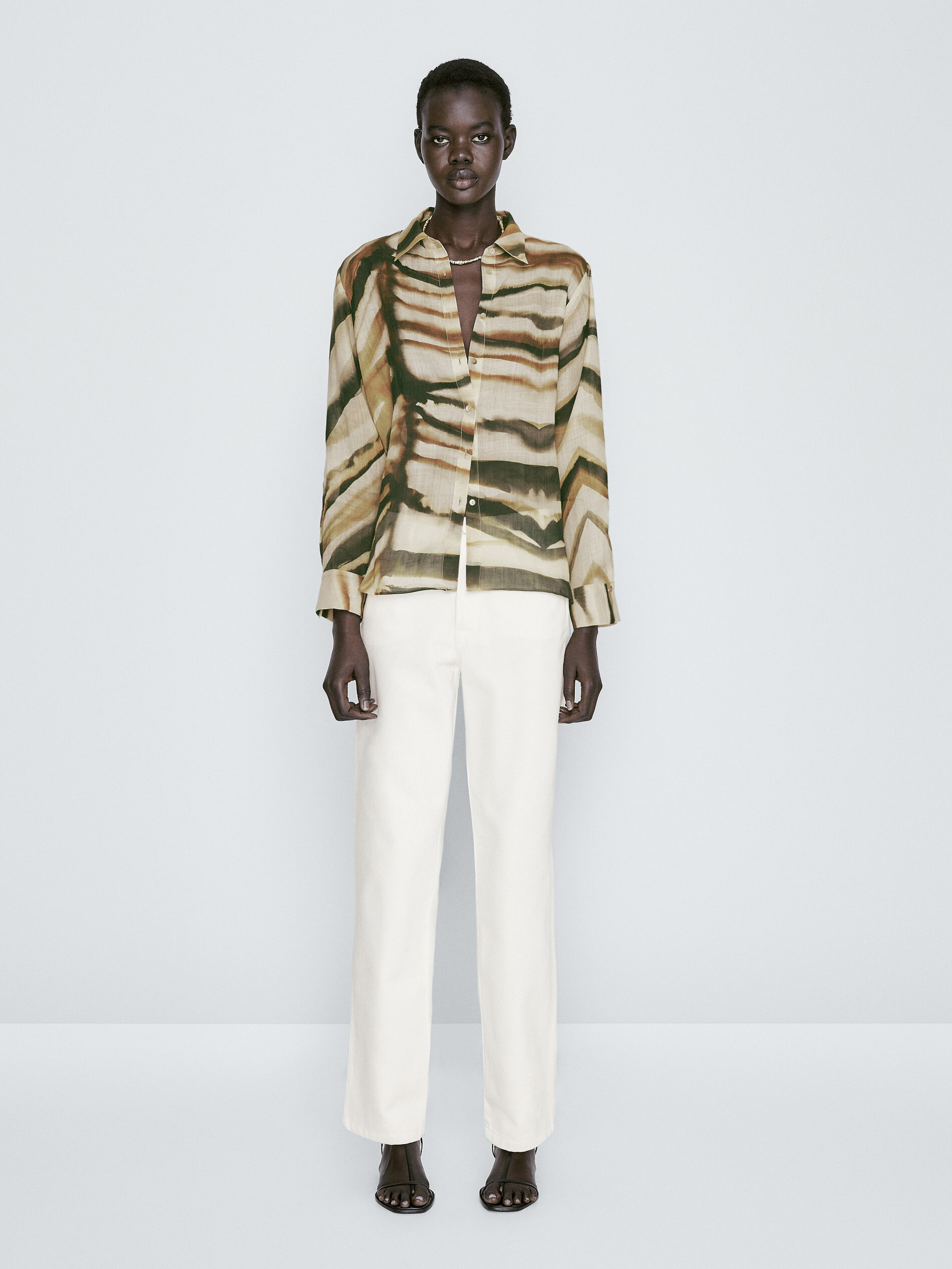 Camisa estampada 100% ramio - VERDE