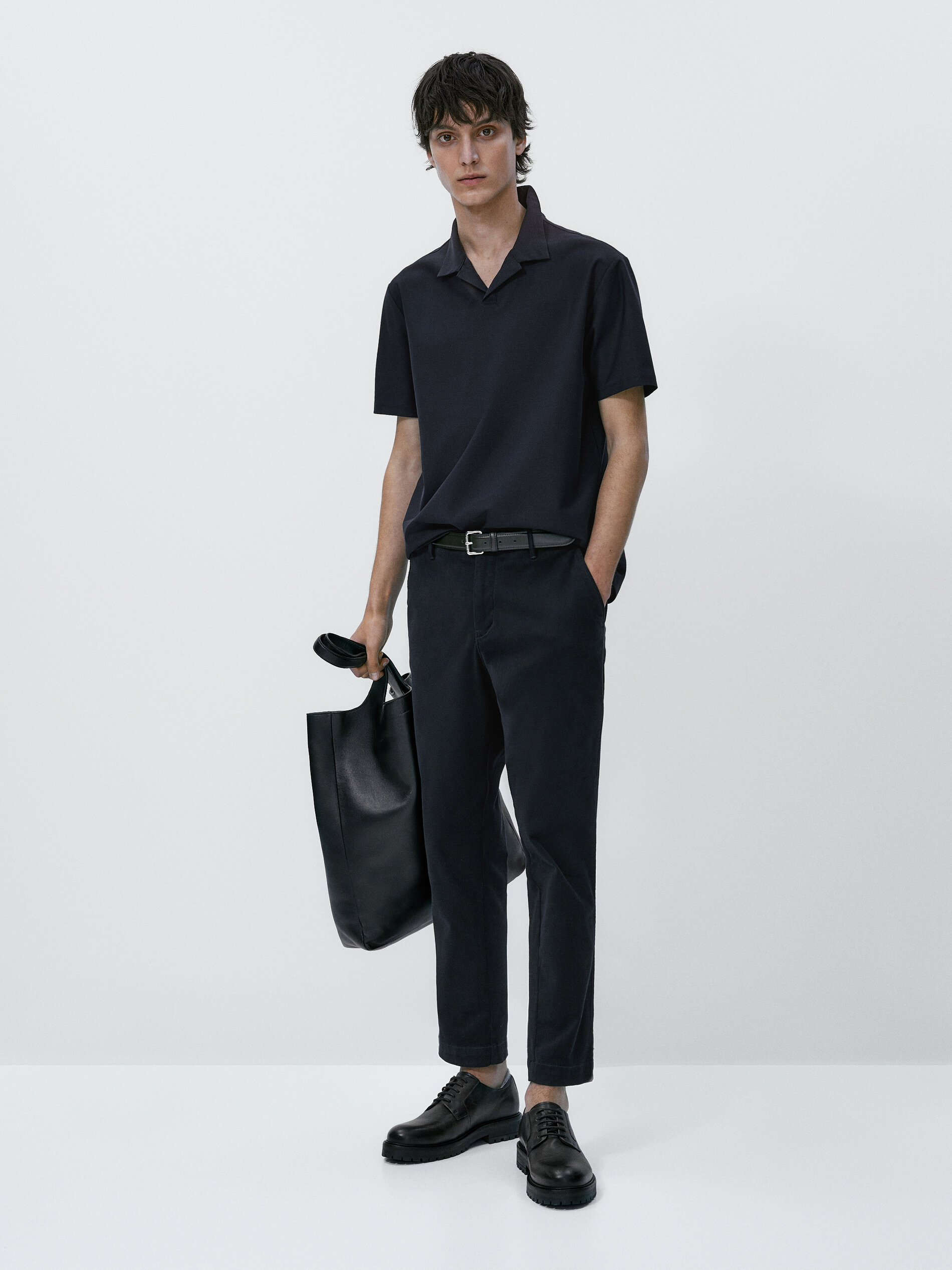 Polo manga corta algodón microsarga - AZUL MARINO