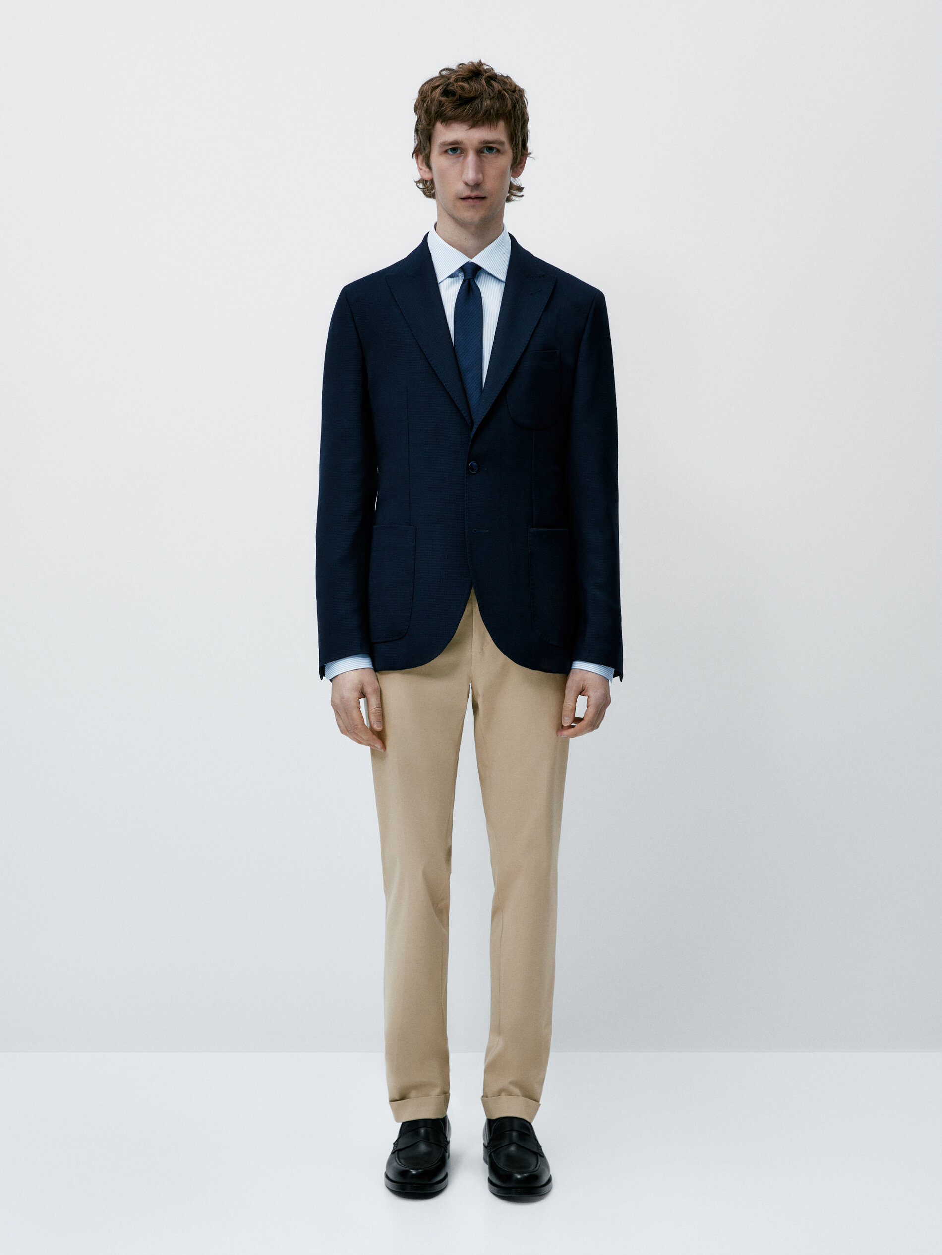 Americana estructura lana azul marino - AZUL MARINO