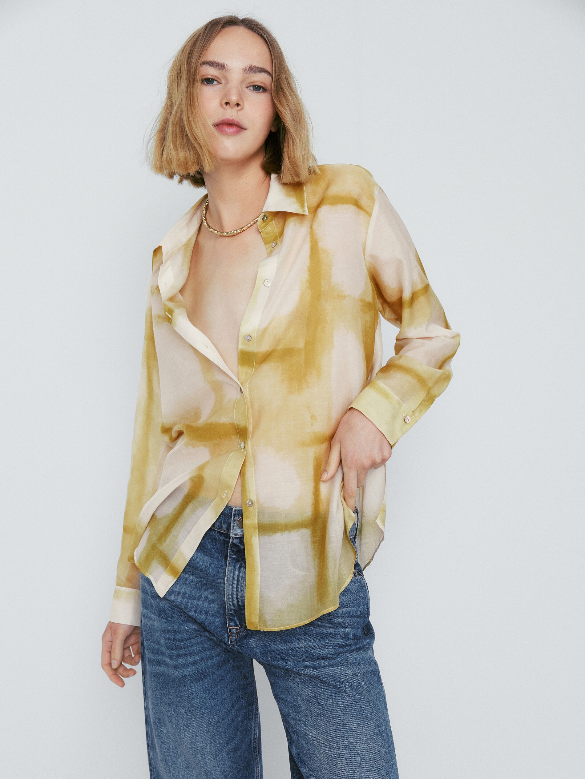 Camisa estampado difuminado - VERDE