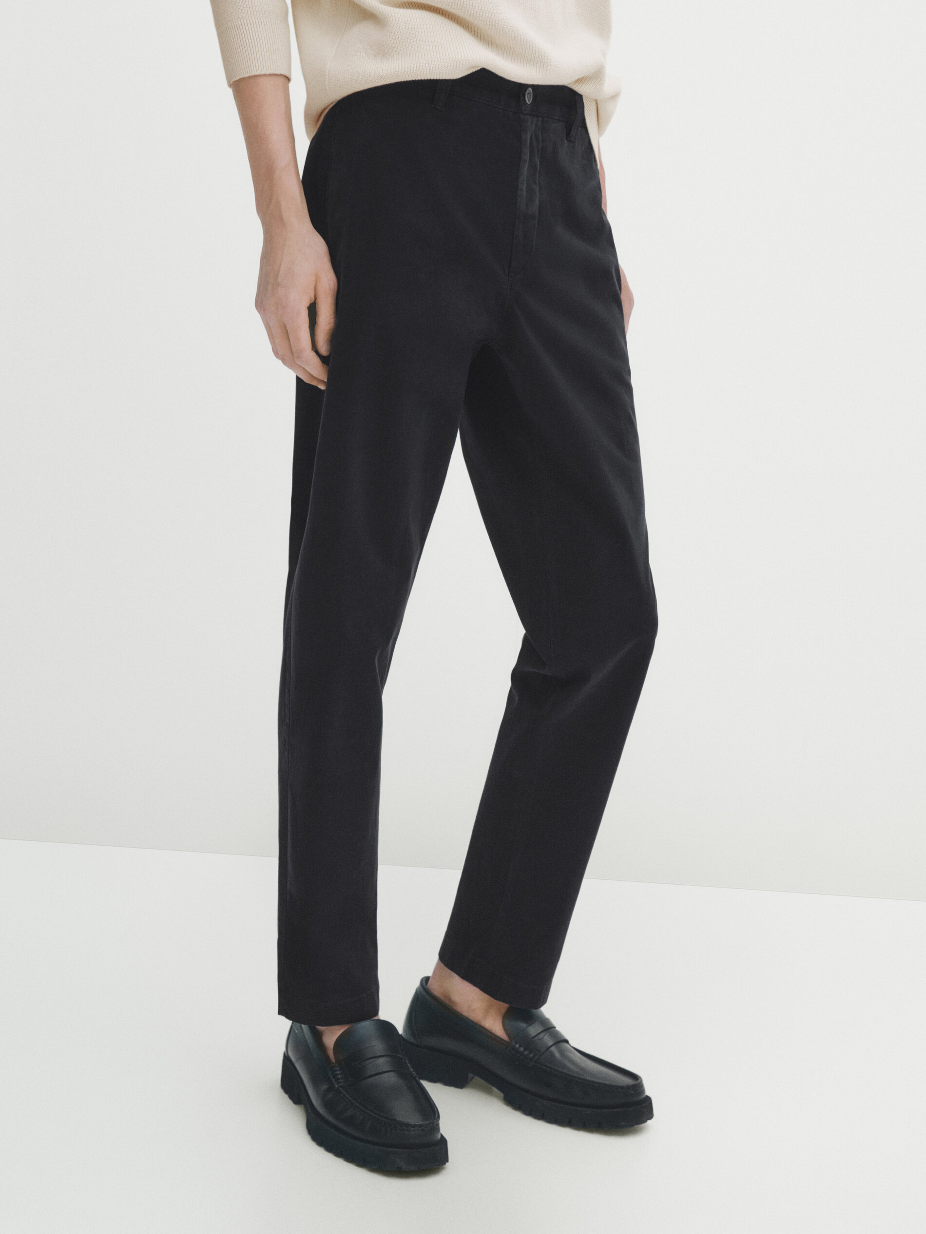 Pantalón chino mezcla algodón tapered fit - AZUL MARINO