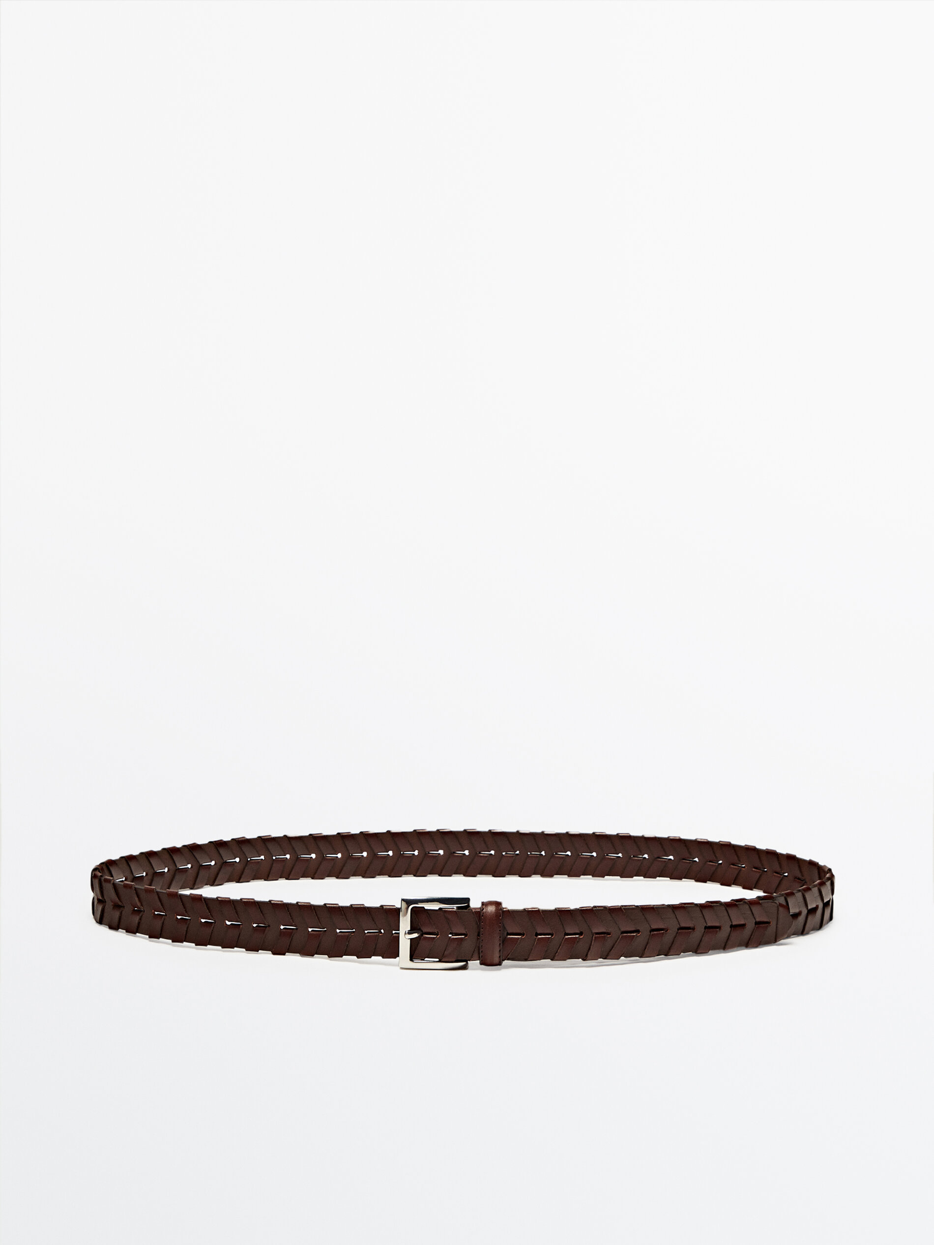 Cinturón trenzado piel - MARRÓN