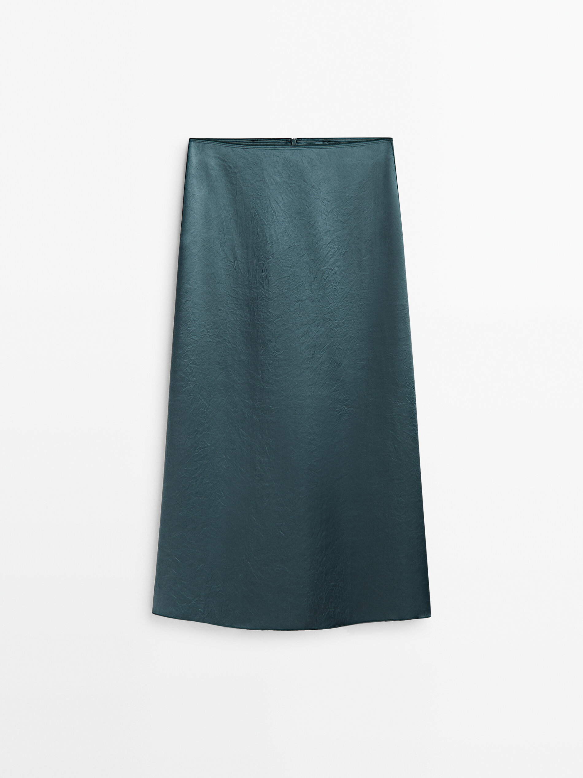 Falda midi satinada - VERDE