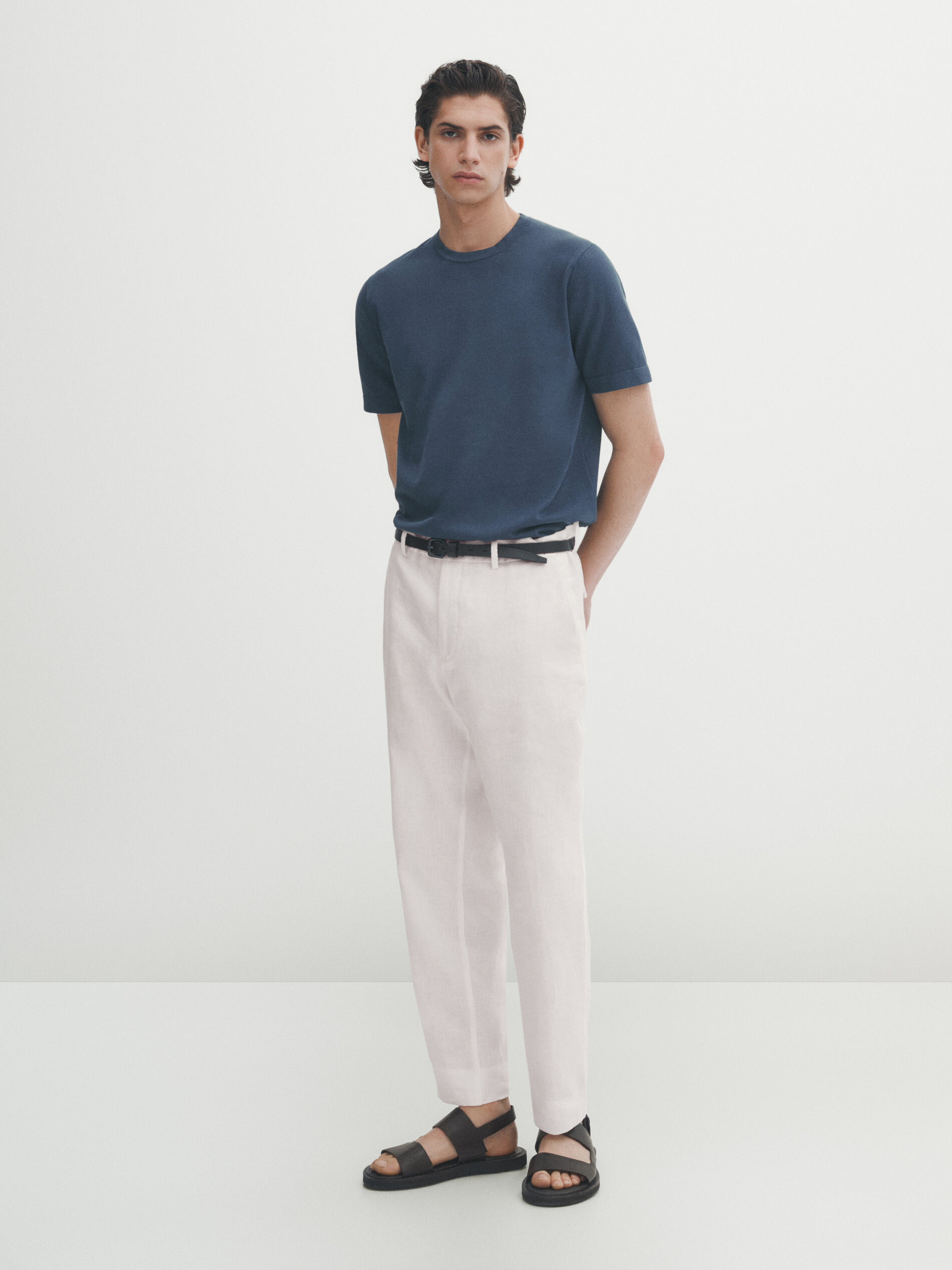 Jersey punto algodón manga corta - Azul Oscuro