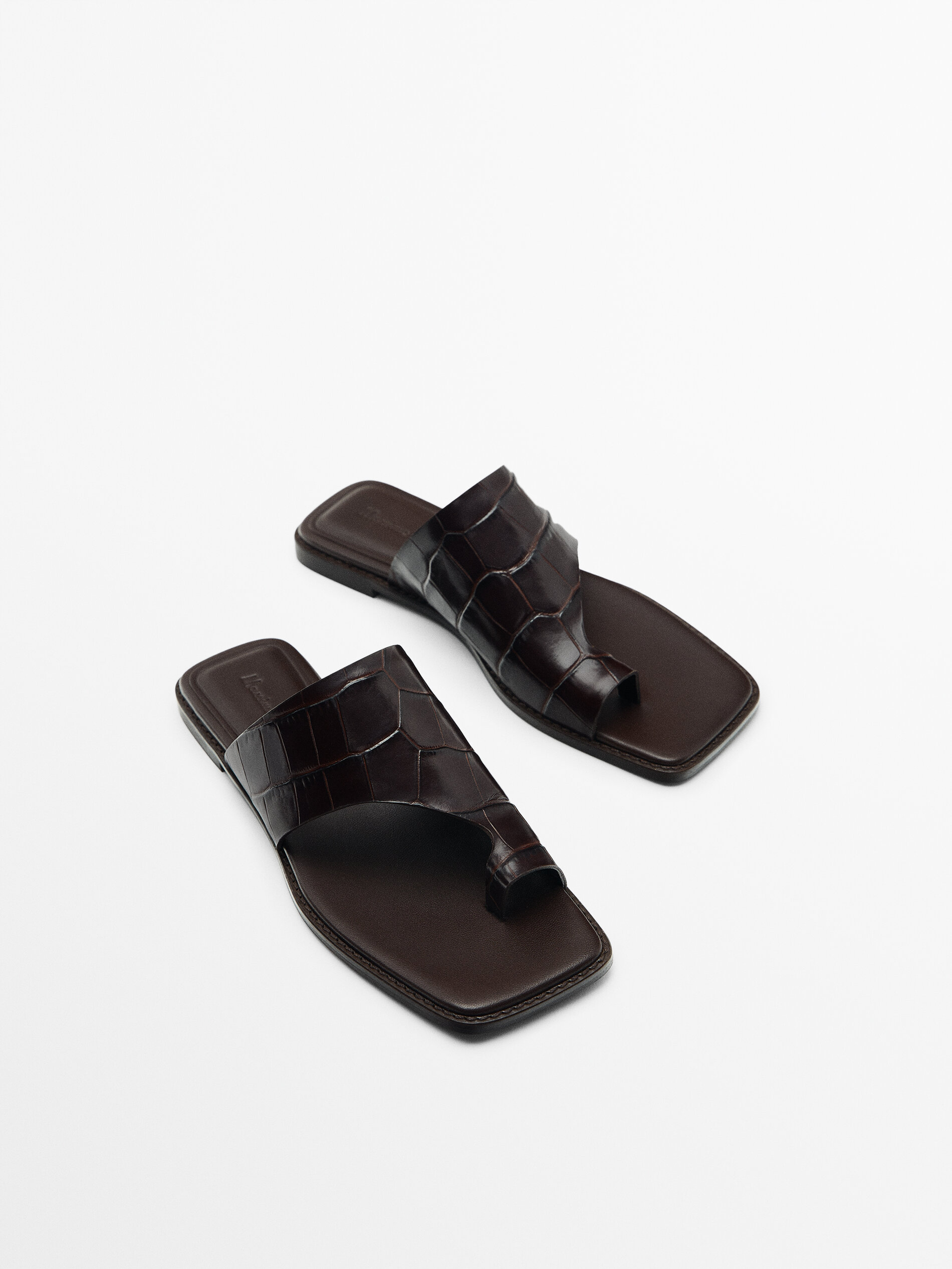 SANDALIA PLANA PIEL - MARRÓN