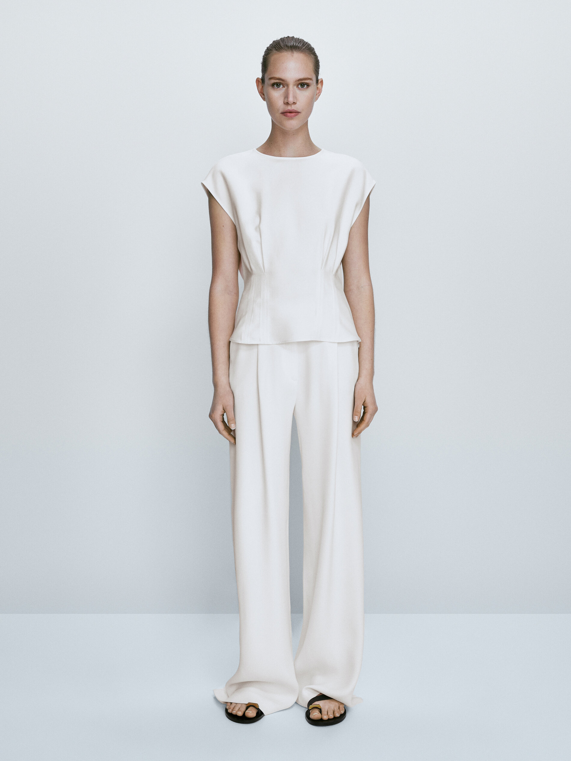 Top pinzas cintura - CRUDO