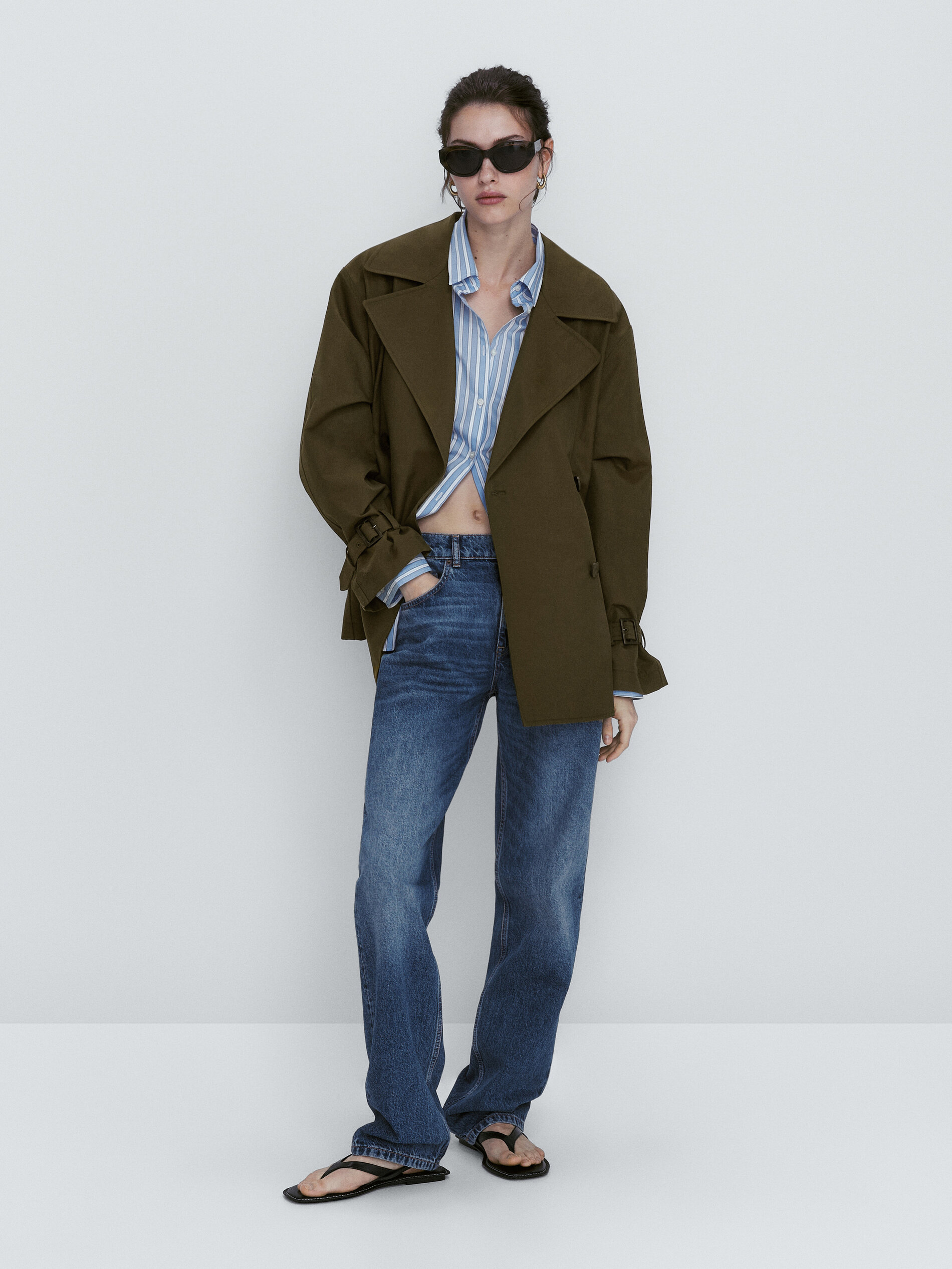 Chaqueta corta cruzada botones - KAKI