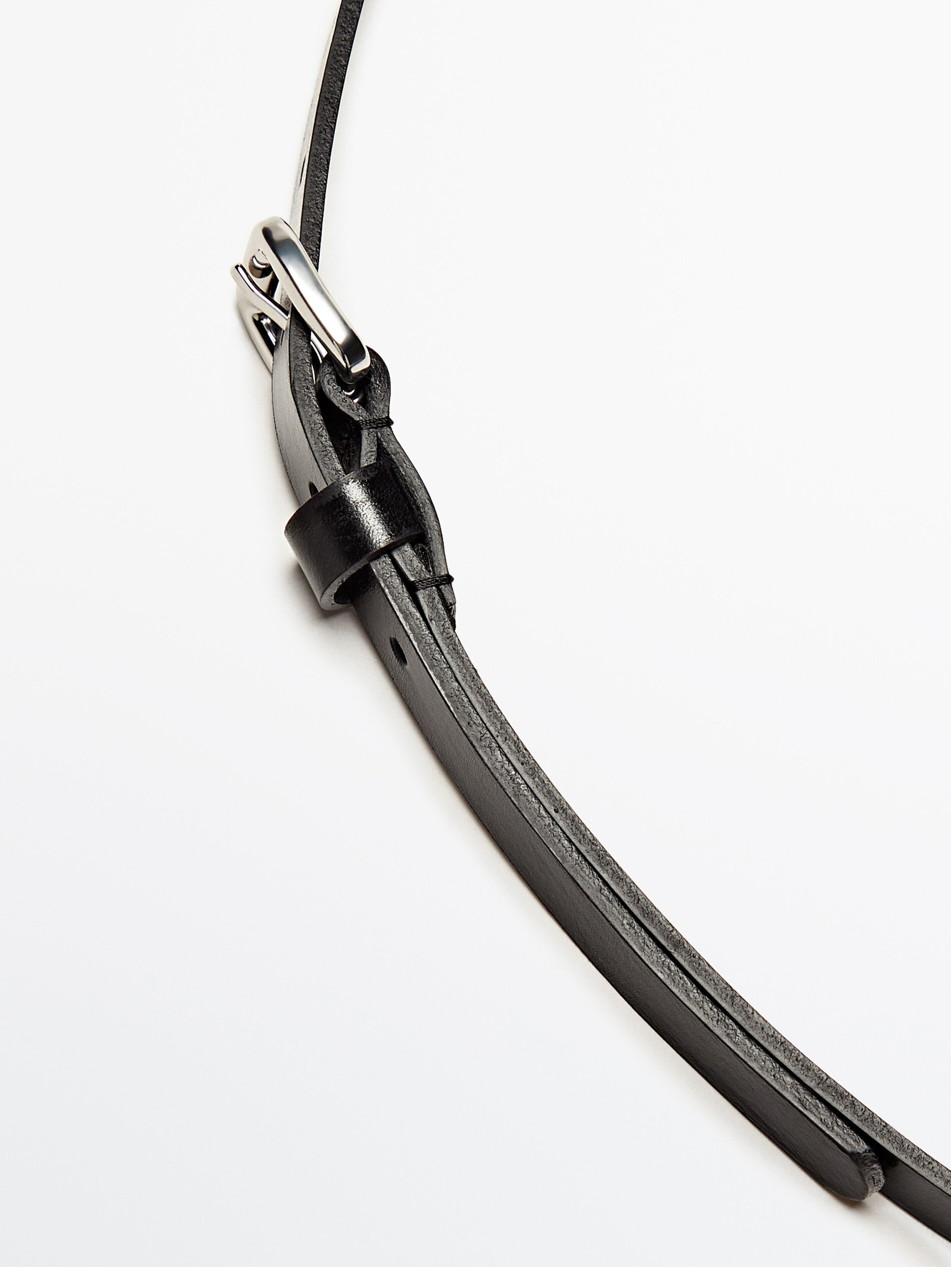 Cinturón piel hebilla rectangular - NEGRO