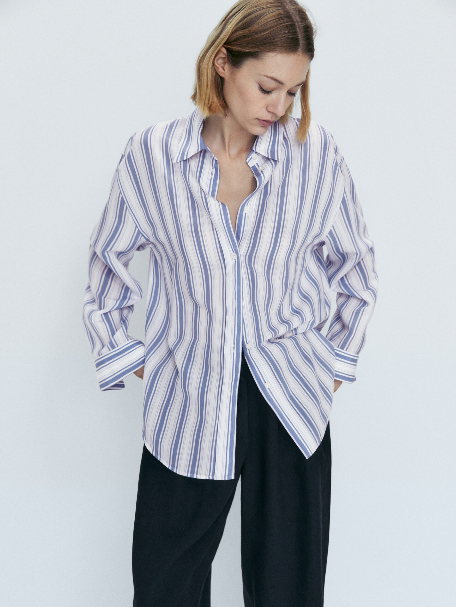 Camisa rayas celeste - CELESTE