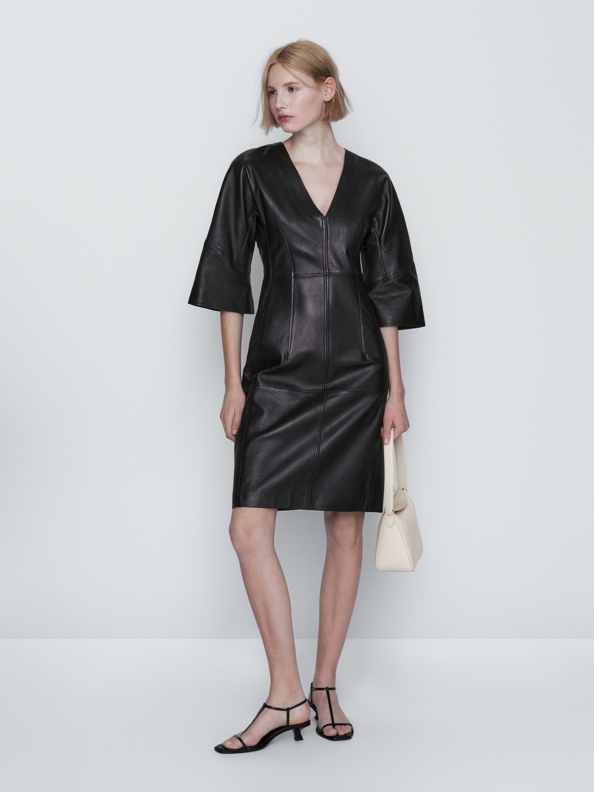 Vestido piel napa azul marino - AZUL MARINO