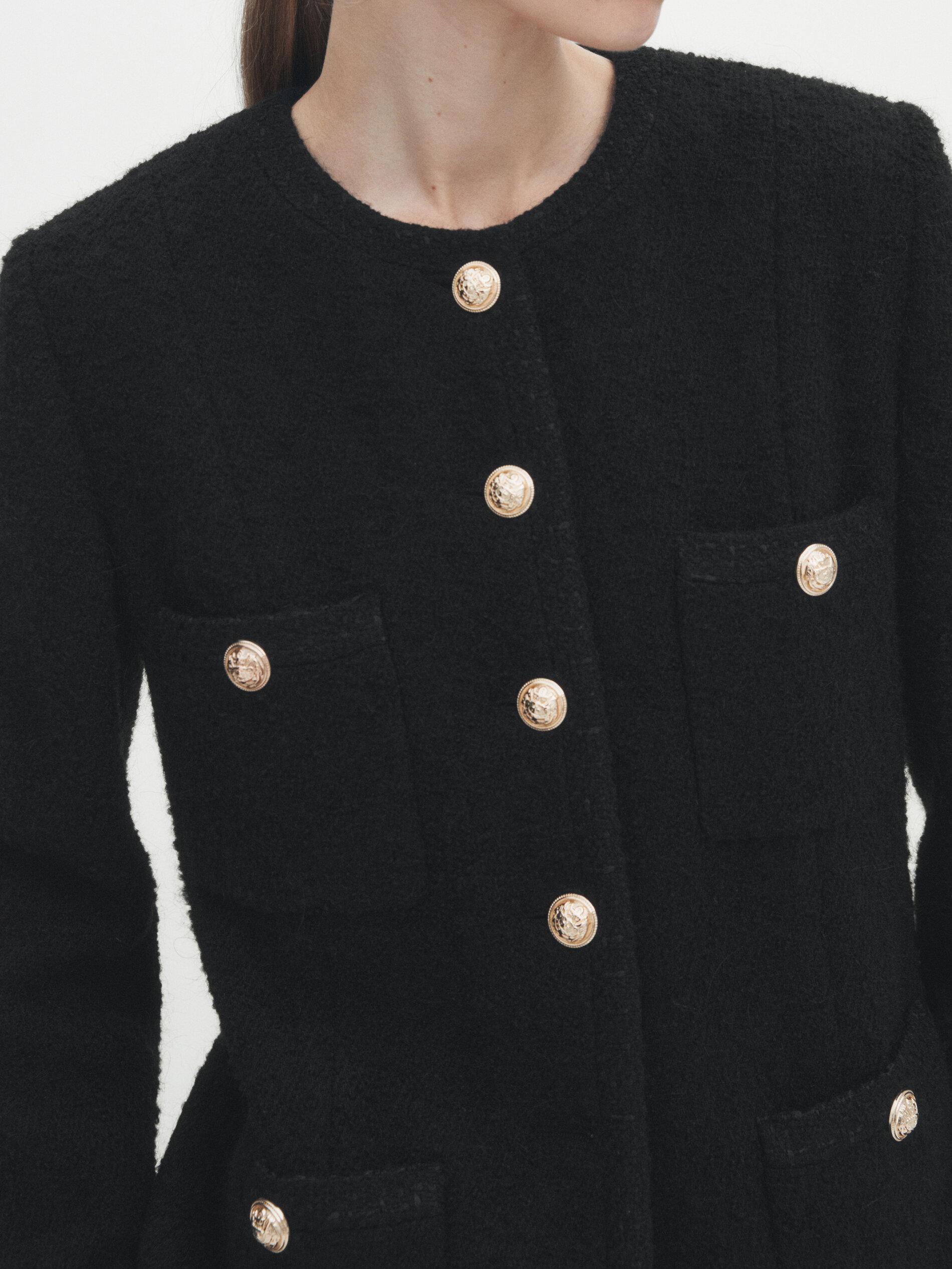 Chaqueta larga botones dorados - NEGRO