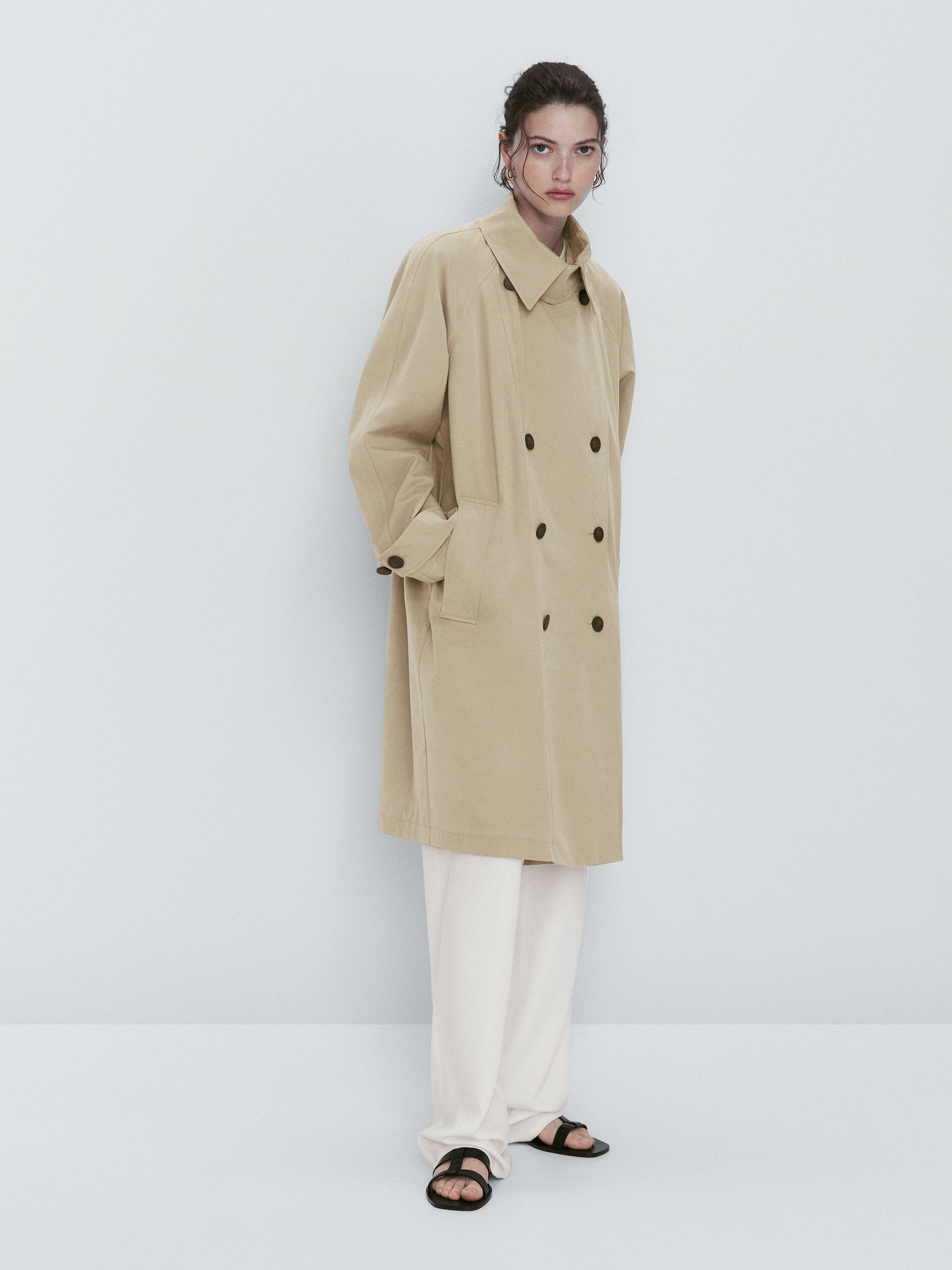 Chaqueta trench con algodón - BEIGE