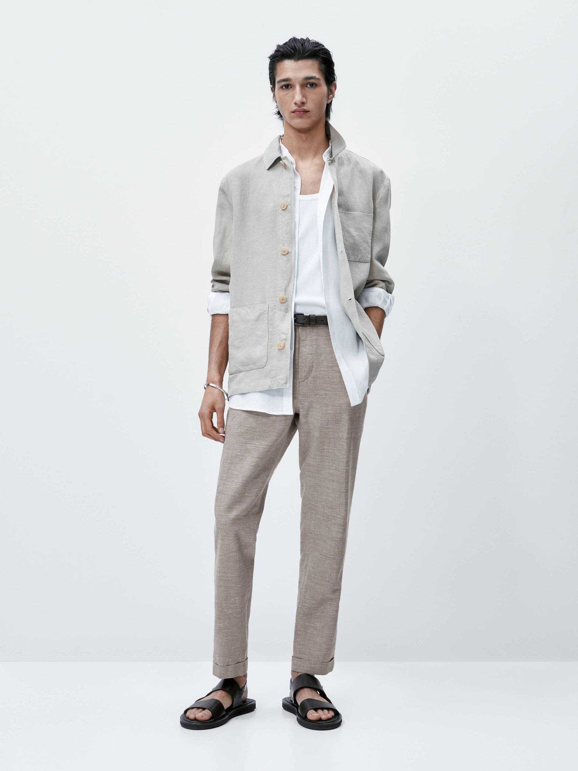 Pantalón chino fil a fil tapered fit - BEIGE