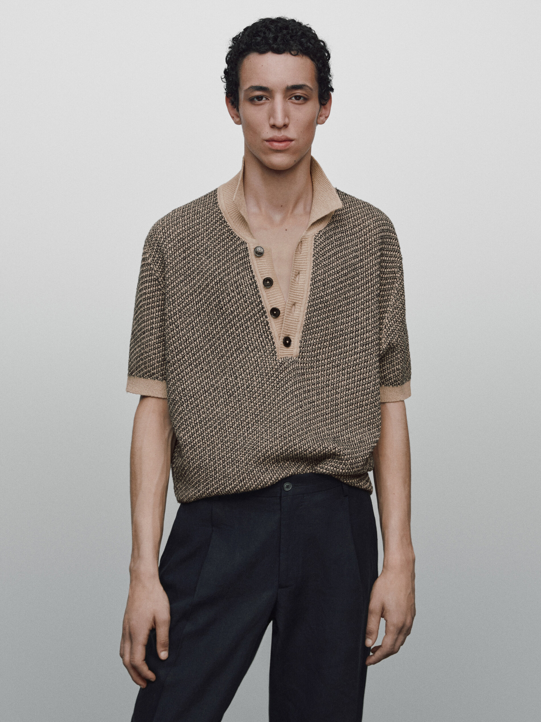 Jersey polo jacquard lino Limited edition - BEIGE