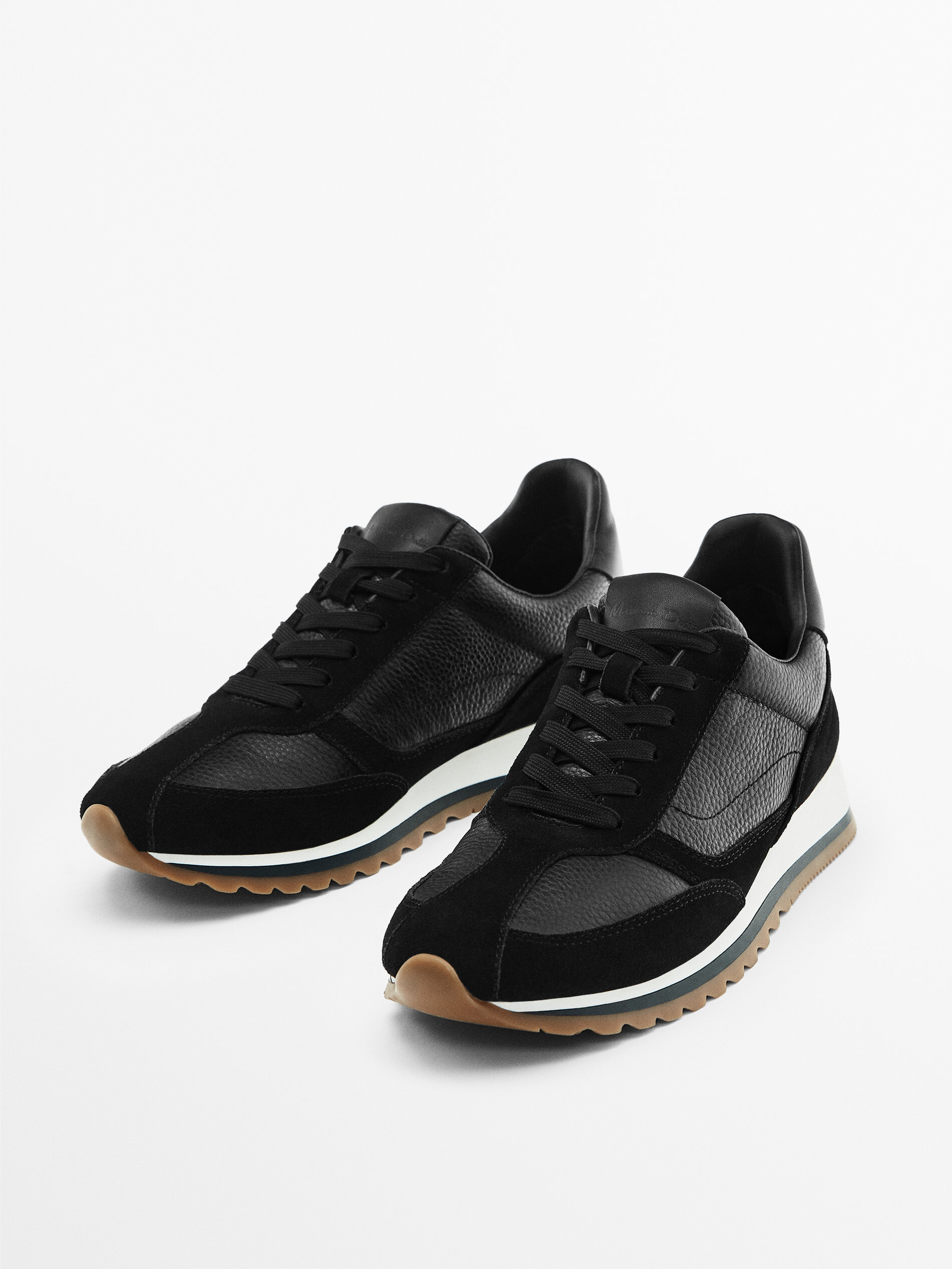 Deportivo piel combinado - NEGRO