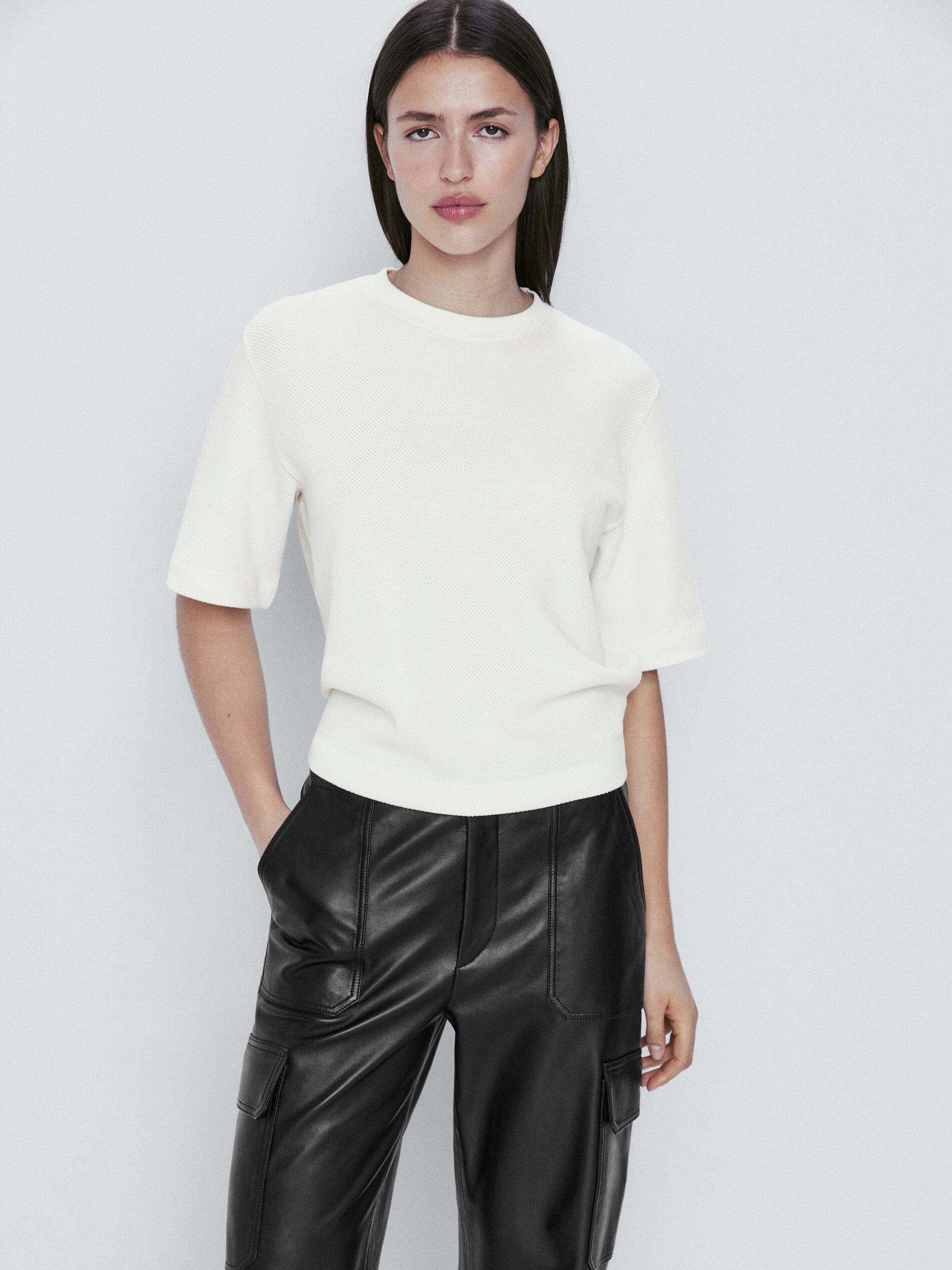 Camiseta algodón estructura manga corta - CRUDO