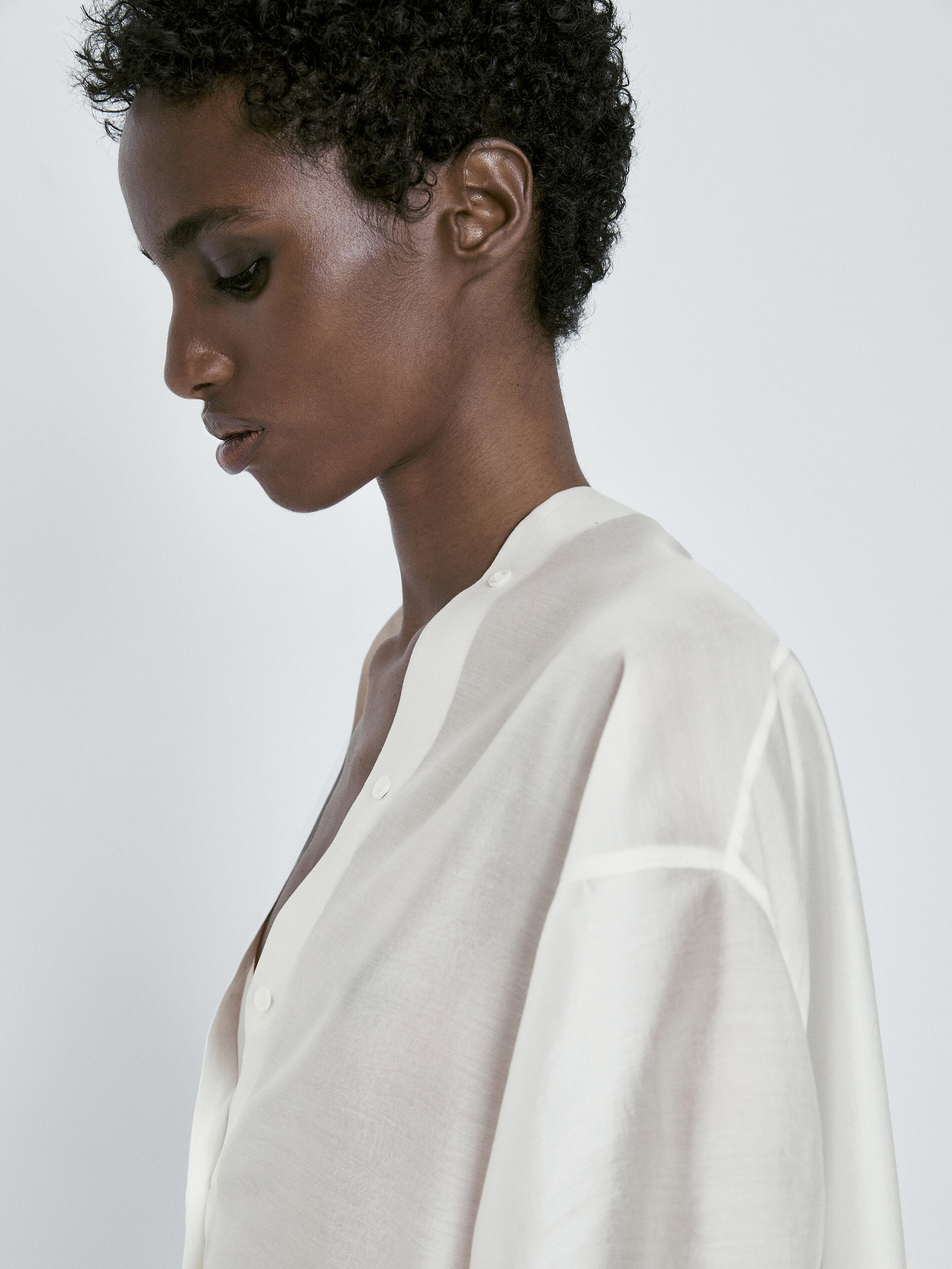 Camisa kimono escote pico - BLANCO