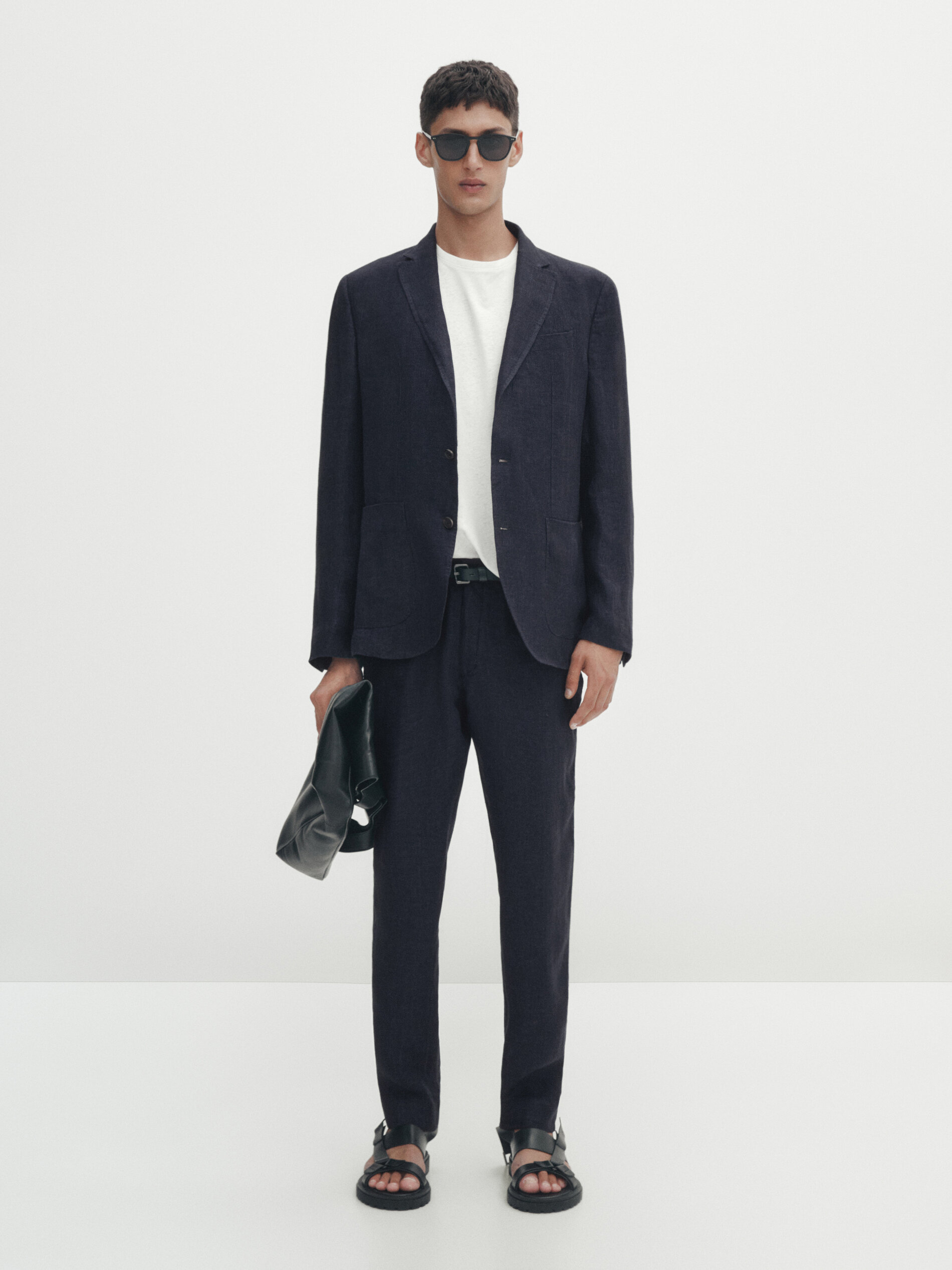 Americana traje lino sarga azul marino - AZUL MARINO