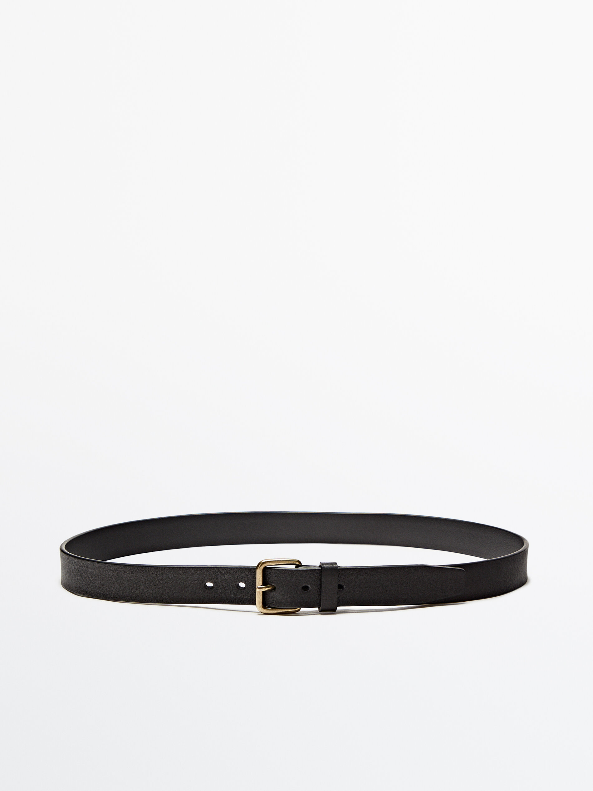 Cinturón piel hebilla dorada - NEGRO