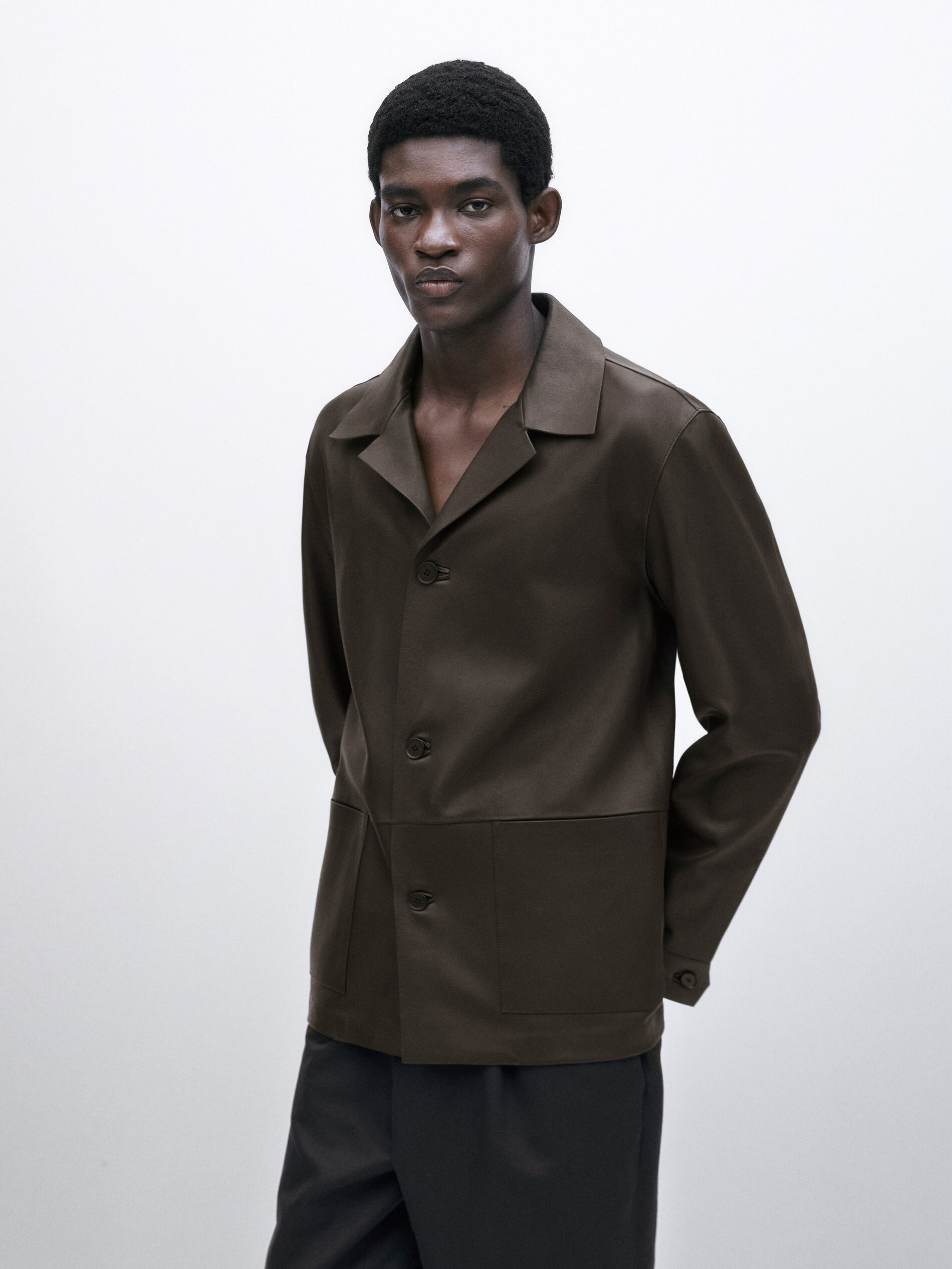 Sobrecamisa piel napa -Studio - TOSTADO OSCURO