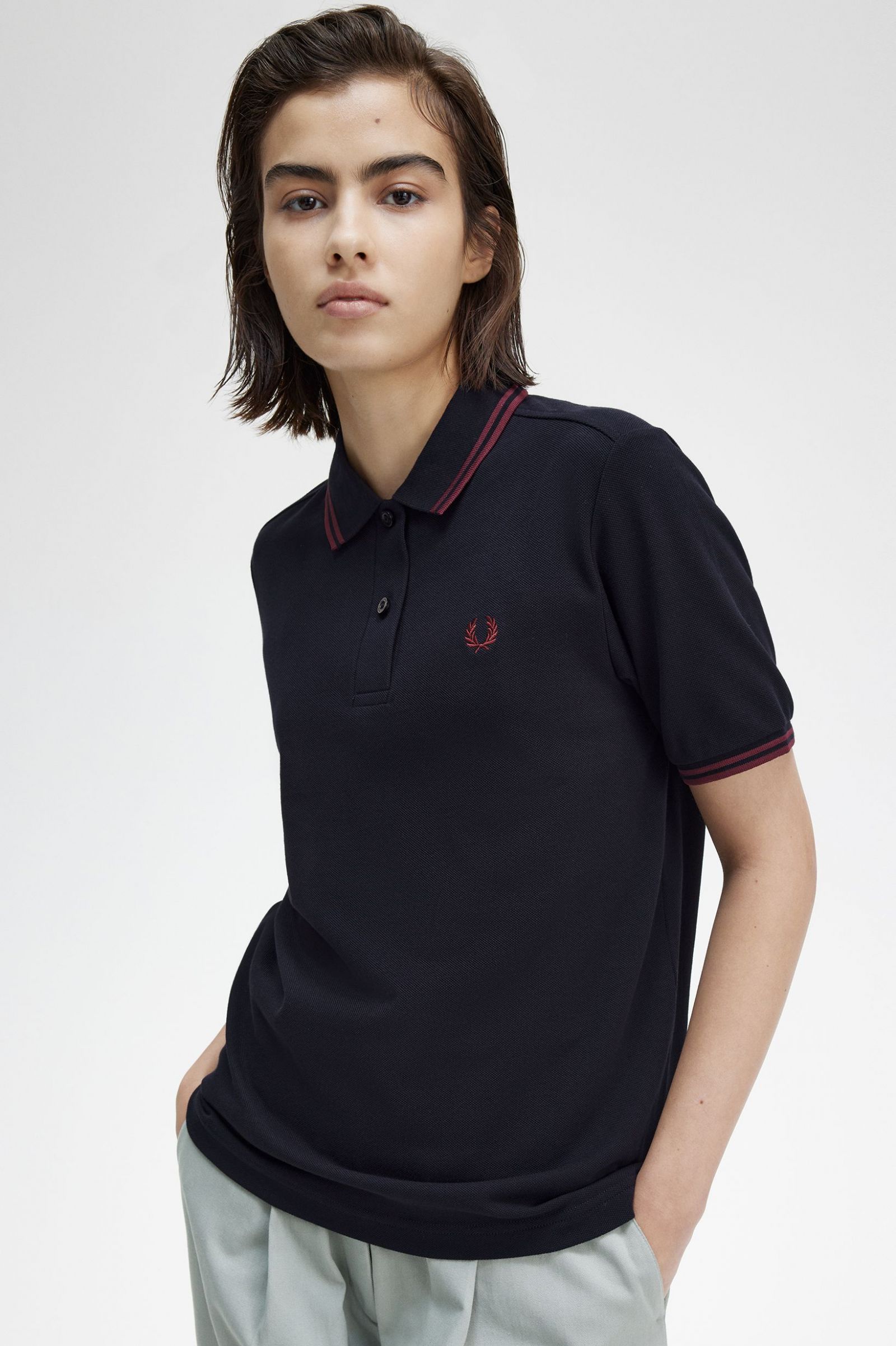 The Fred Perry ShirtG3600 Navy / Oxblood / Oxblood