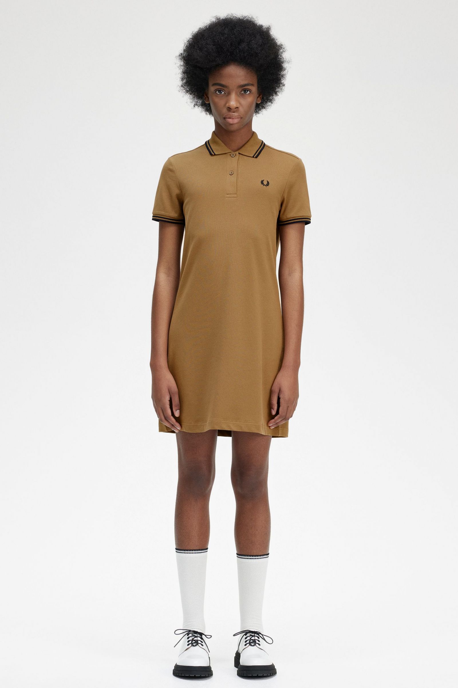 Twin Tipped Fred Perry Shirt Dress Shaded Stone
