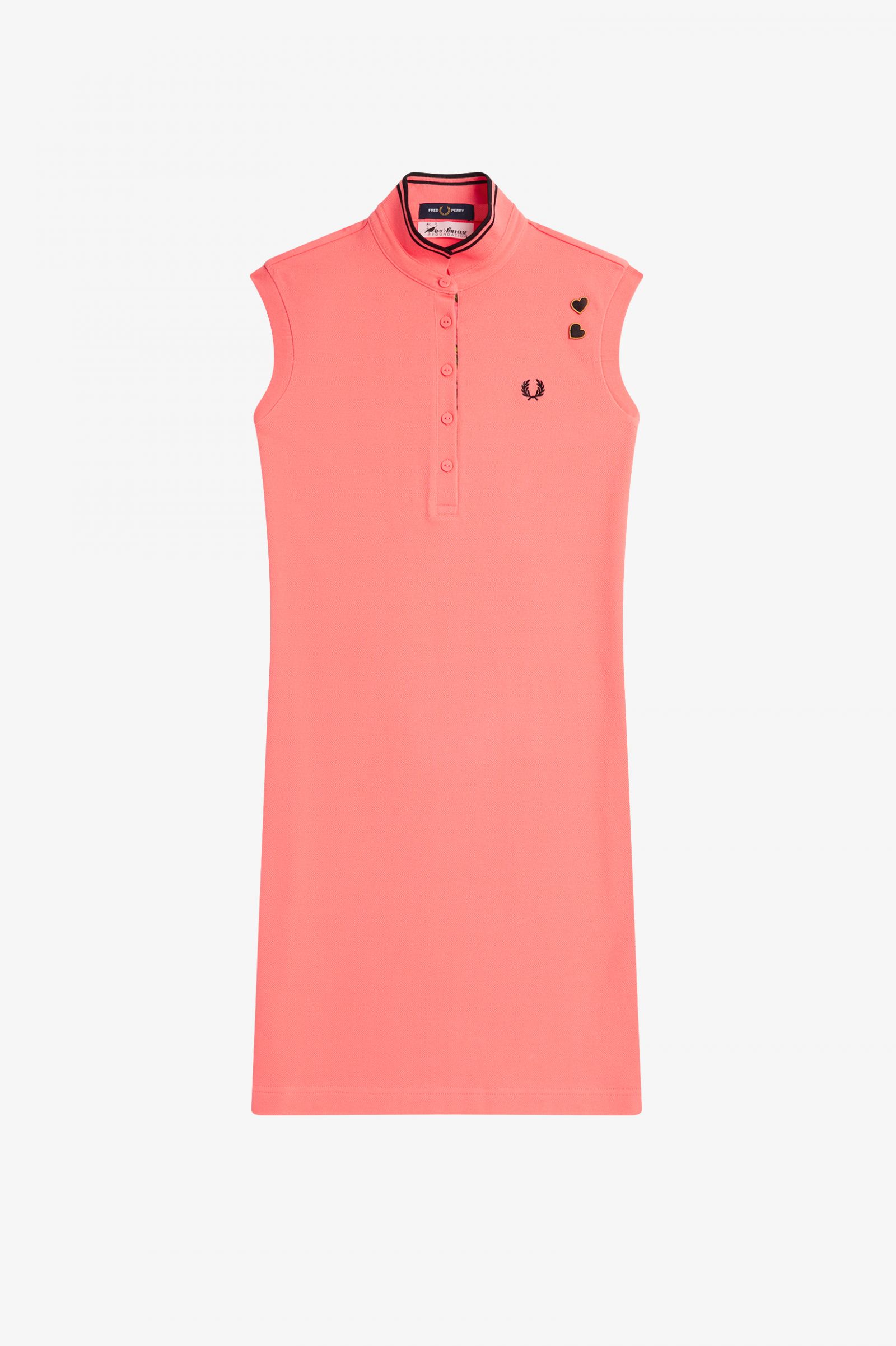 Amy Winehouse FoundationPrinted Trim Piqué Dress Coral Heat