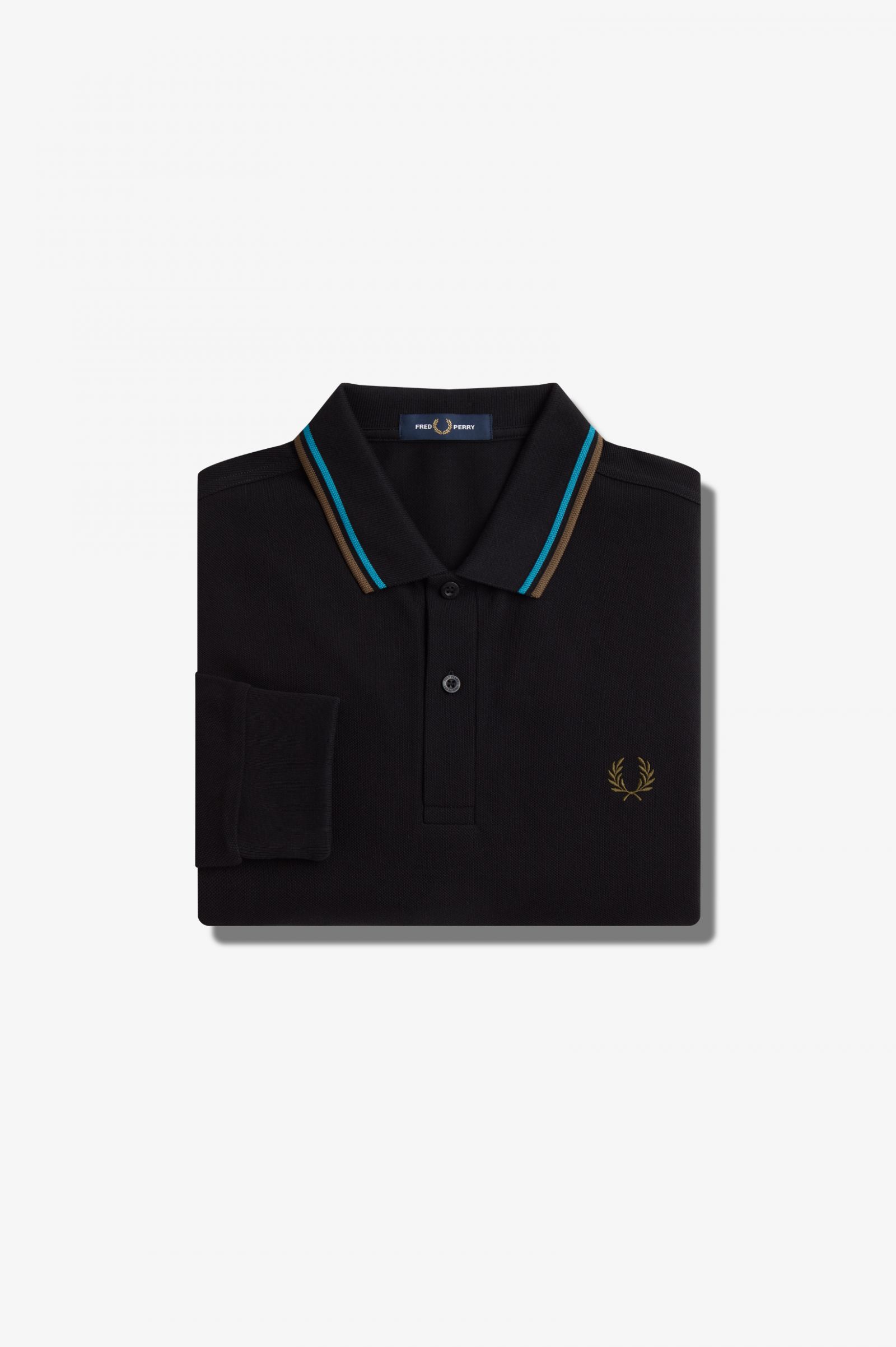 The Fred Perry ShirtM3636 Black / Cyber Blue / Uniform Green