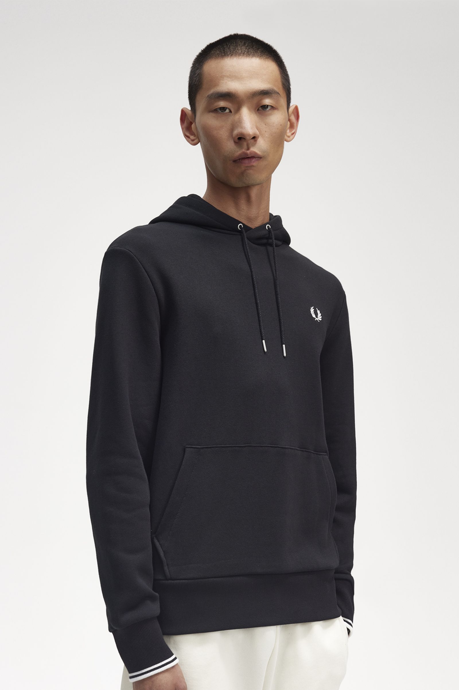 Tipped Hooded Sweatshirt Black