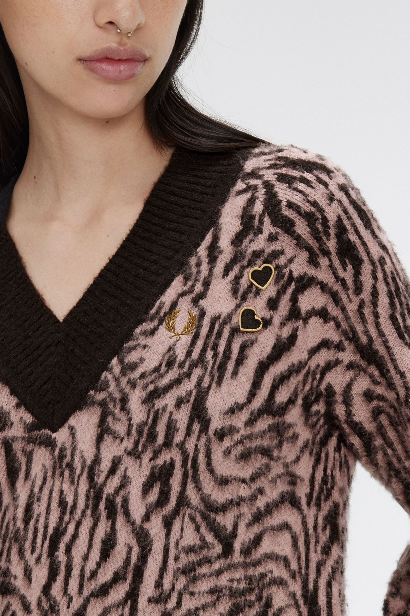 Amy Winehouse FoundationZebra Knitted Dress Dusty Rose Pink