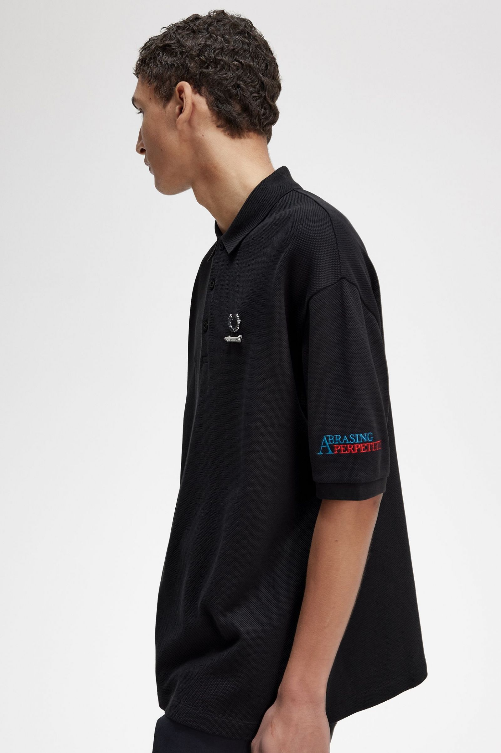Raf SimonsEmbroidered Polo Shirt Black